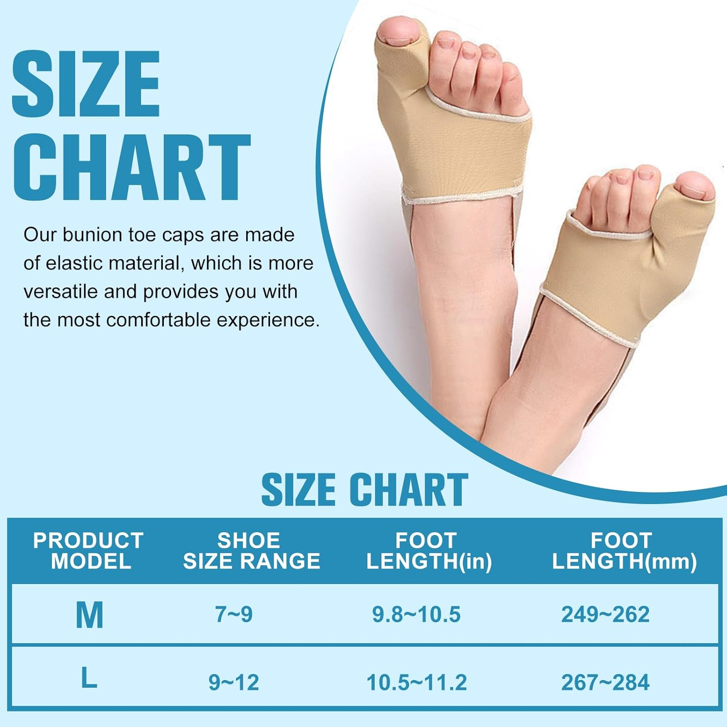 Bunion Corrector Sleeve for Women & Men - Big Toe Separators with Bunion Pads & Adjustable Foot Sleeve - Hallux Valgus Support & Discomfort Relief - Flexible Breathable Design for Day and Night Use (SKIN COLRO, M) image number 4