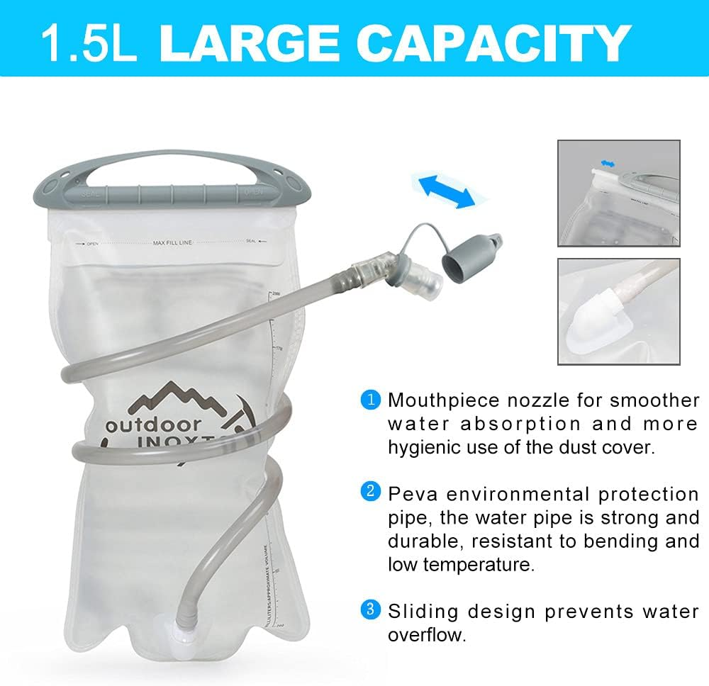 INOXTO Hydration Vest Backpack,Lightweight Water Running Vest Pack with 1.5L Water Bladder Bag Daypack for Hiking Trail Running Cycling Race Marathon for Women Men - Black Orange image number 7