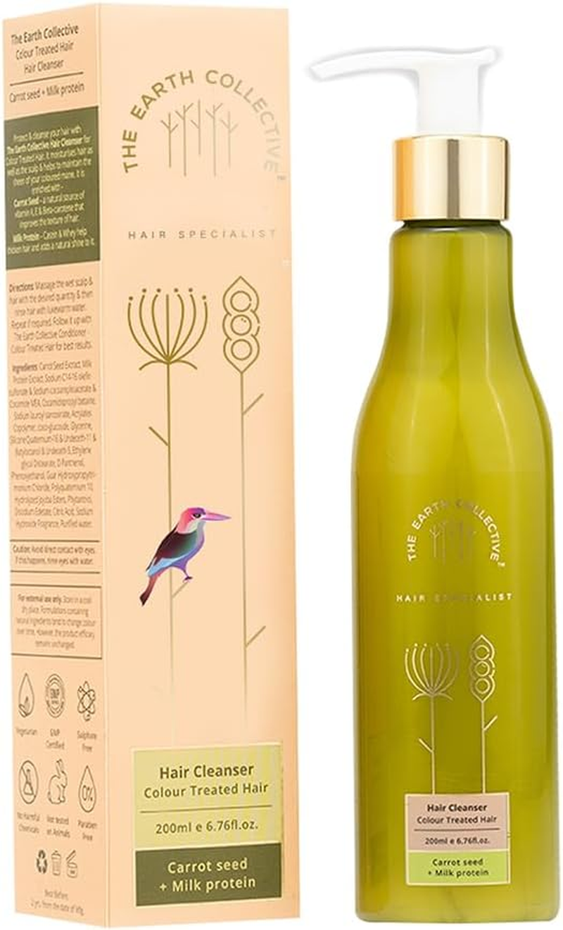 The Earth Collective Hair Cleanser Colour Treated Hair, 200 ML - Maintains Shine of Coloured Hair, No Harmful Chemicals