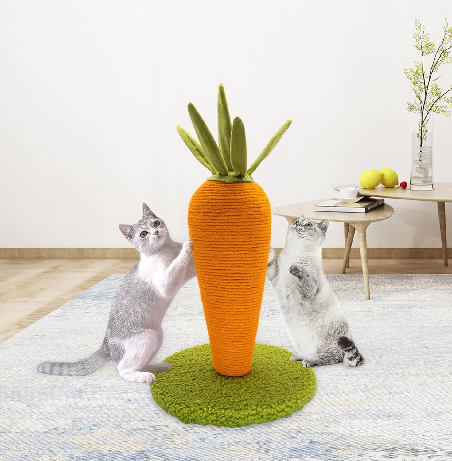 AUSCAT Cat Scratching Post, Cute Carrot Scratching Post, Nature Sisal Cat Scratcher for Indoor Cats and Kittens image number 4