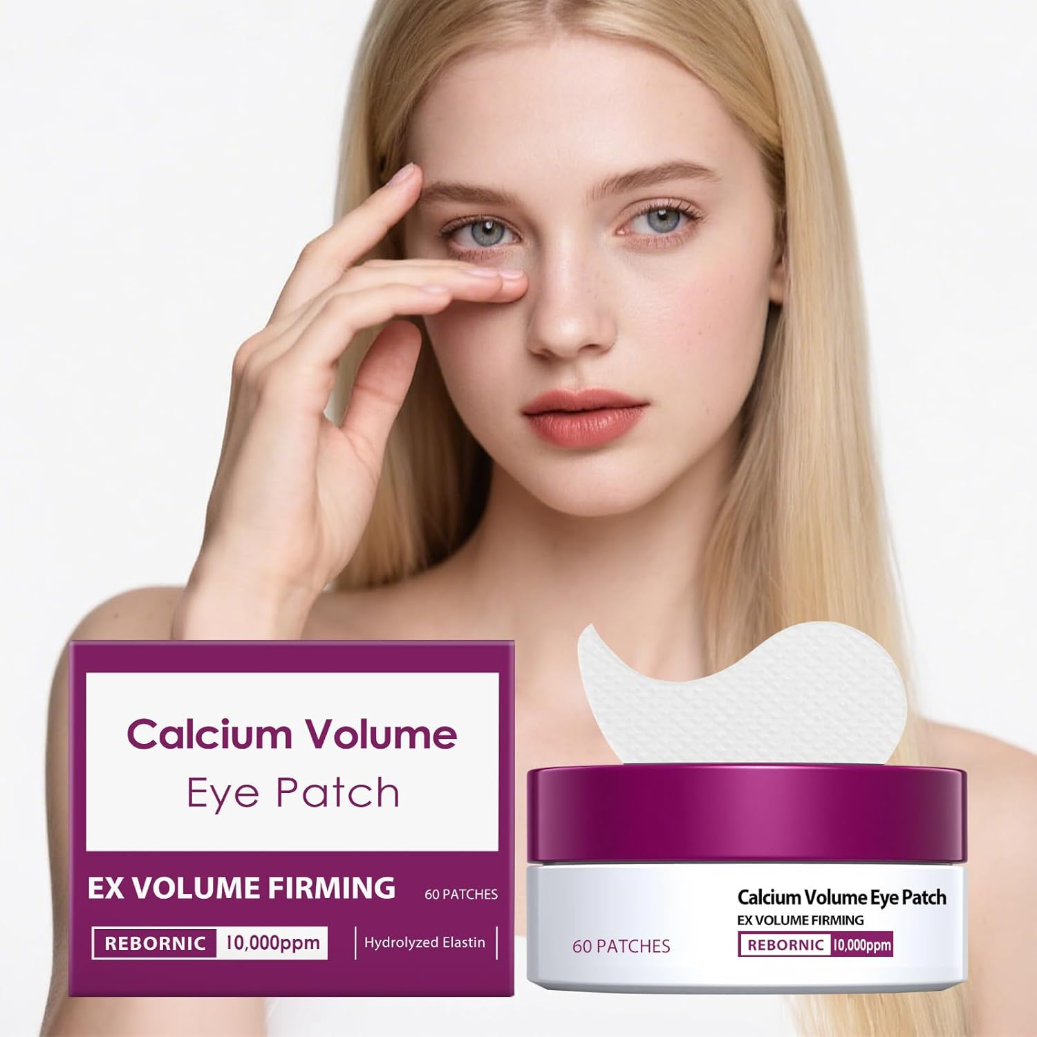 Calcium Volume Eye Patch, Firming under Eye Patches for Puffy Eyes & Dark Circles, Hydrating Soothing Gel Pads with Elastin, Anti-Aging Eye Mask for Fine Lines, Daily Eye Care for Smooth (1Pcs) - 2Pcs image number 3