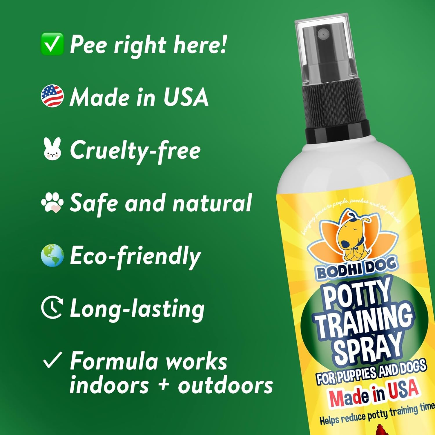 Bodhi Dog Potty Training Spray - Puppy & Dog Training Aid for Indoor & Outdoor Attractant Spray Use - Encourages Proper Dog Pee Here Habits - Safe for Pets & Home - Made in the USA (8 Fl Oz) image number 2