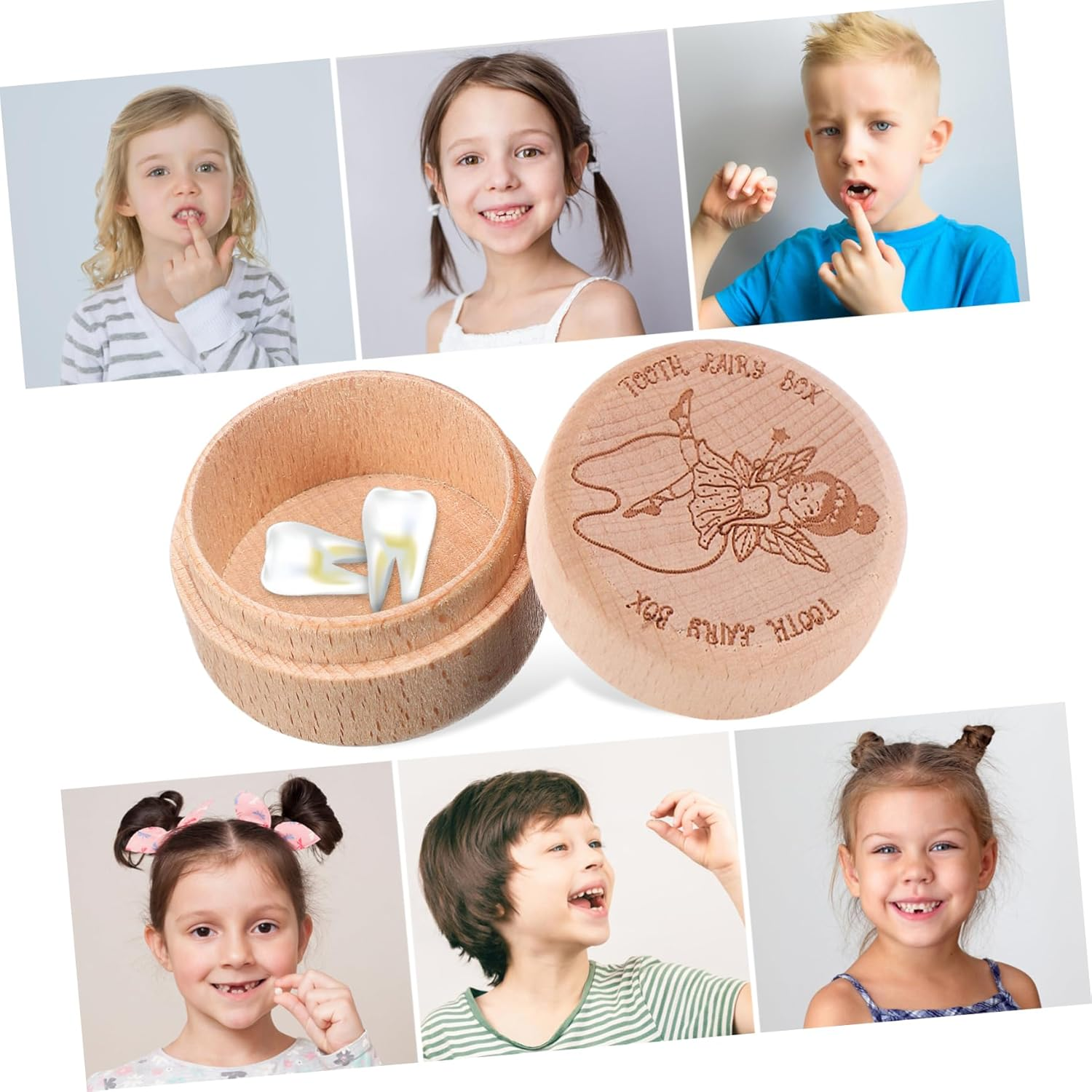 CHILDWEET 1 Set Wooden Tooth Keepsake Box Fetal Hair Case Teeth Storage Holder Lightweight Portable Organizer for Hair Memories Present for Boys