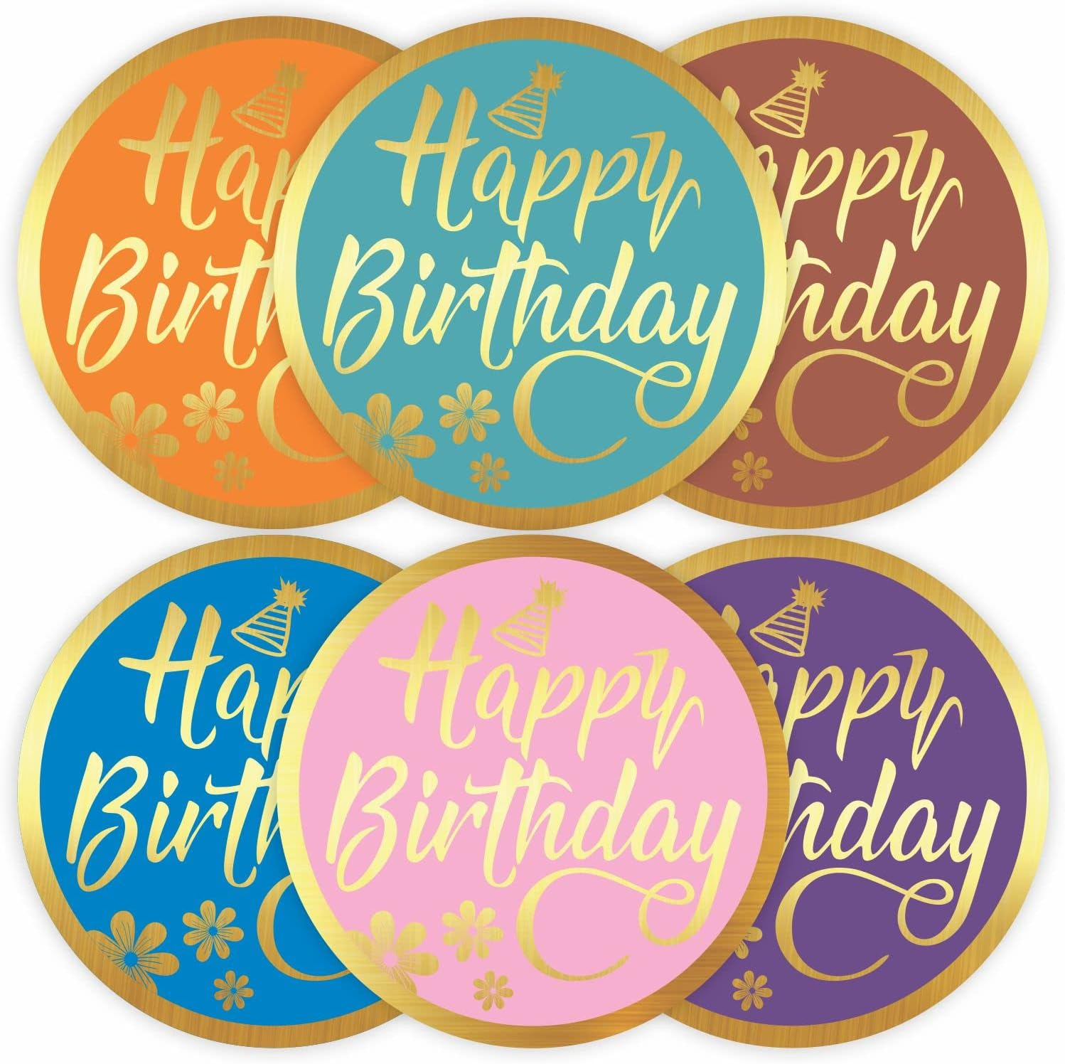 PARTH Impex Happy Birthday Stickers Seals Labels (Pack of 120) 2" Large round Gold Foil Stamping for Cards Gift Envelopes Boxes image number 3