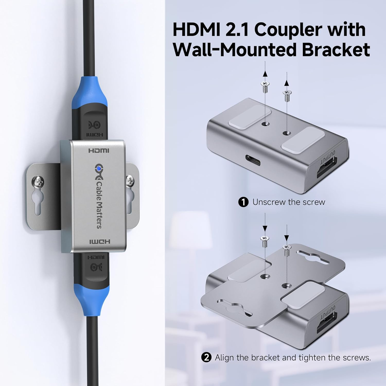 Cable Matters Active 8K HDMI 2.1 Repeater Coupler (Female to Female), Wall-Mount HDMI Signal Booster, 8K@60Hz 4K@240Hz HDR Earc, for PS5 Xbox Series X|S Apple TV image number 2
