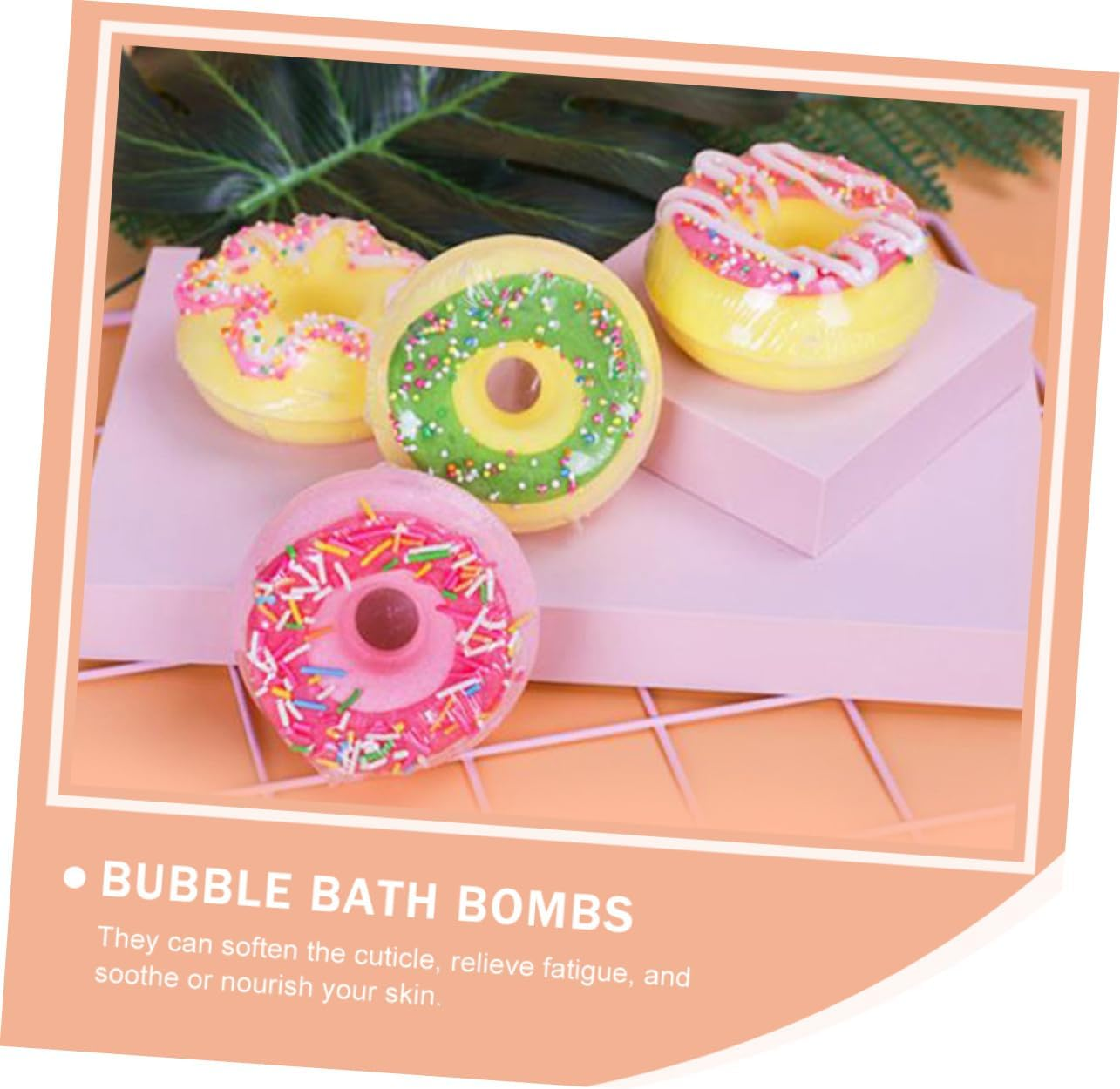 IWOWHERO 4Pcs Adorable Spa Bubble Doughnut Shape Bath Salt Balls Essential Oils for Skin Random Style image number 1