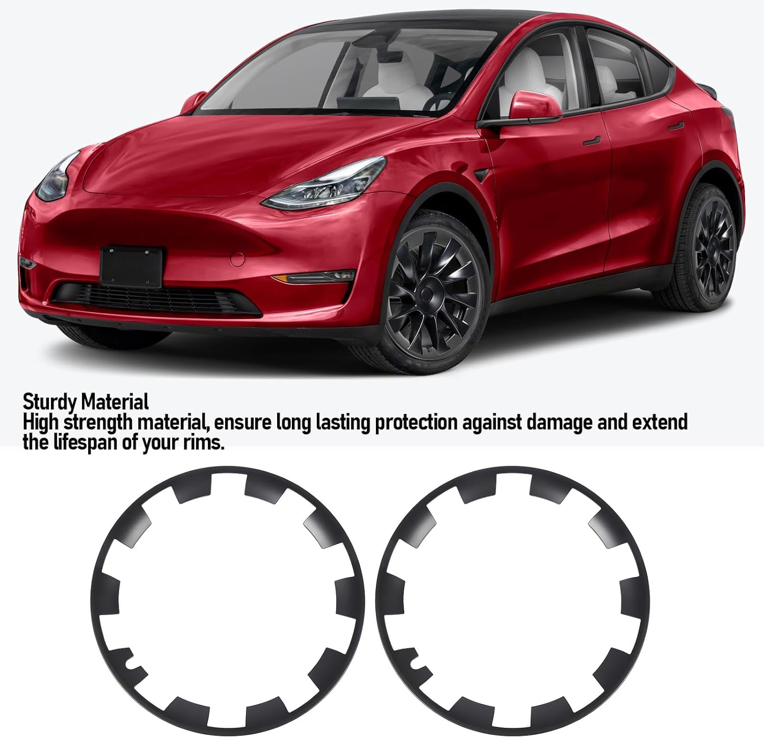 Wheel Rim Protector 20Inch, 4Pcs Hubcap Trim Ring Replacement with Soundproofing Cotton for Y 2020-2024, Car Wheel Protective Cover, Seamless Fit, Clip On image number 3