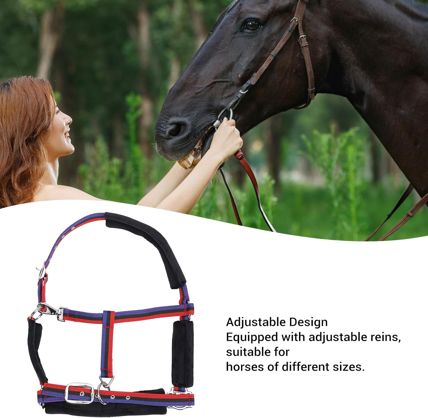 Horse Halter, Nylon Horse Halter, Adjustable Chin & Throat Snap Halters for Horses, Stylish Comfortable Horse Halter for Training, Equestrian Supplies image number 4