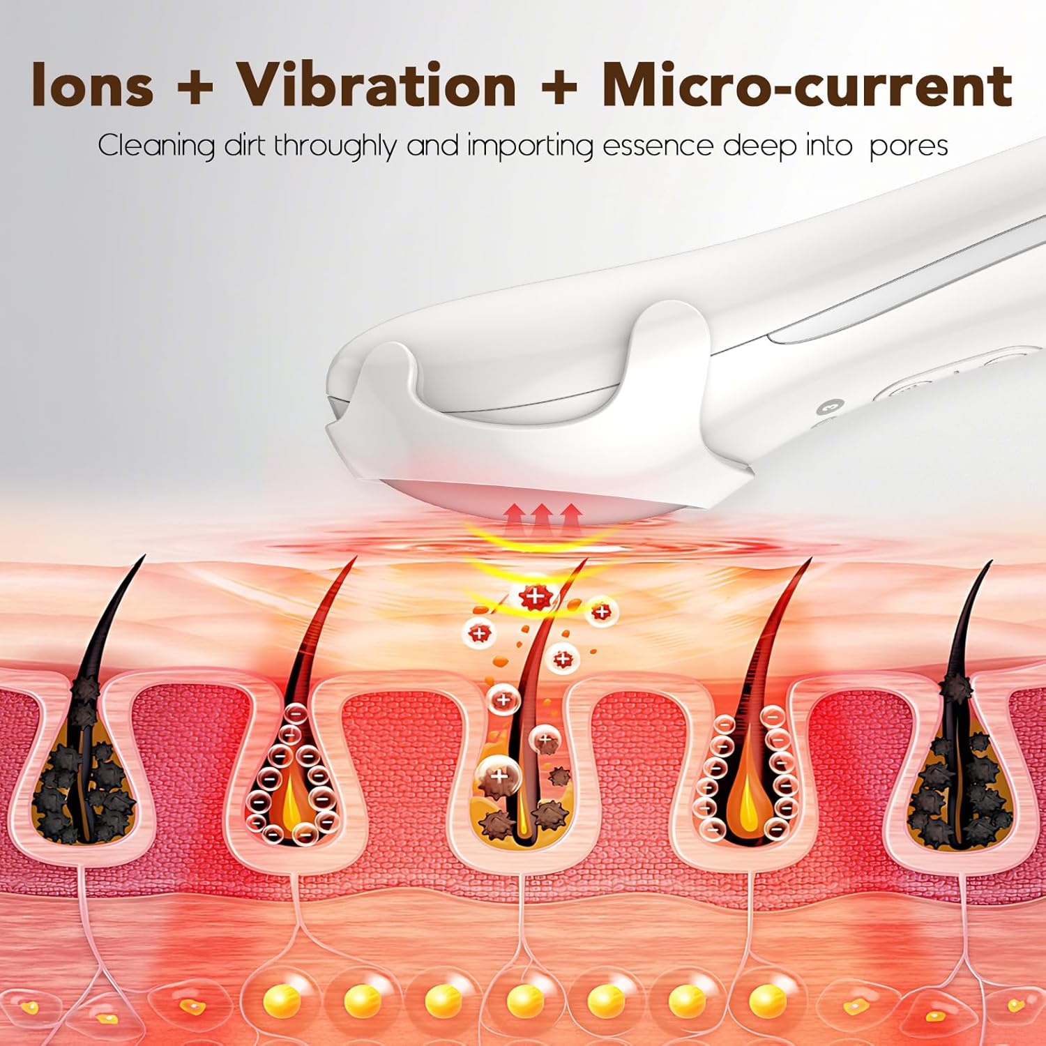 Neck Face Massager, Microcurrent Facial Sculpting Tool, Rechargeable Face Lifting Device with Vibrate, Warm, Pores Cleansing with Cotton Ring, Clean and Moisturize, Reduce Wrinkle, Fine Lines image number 1