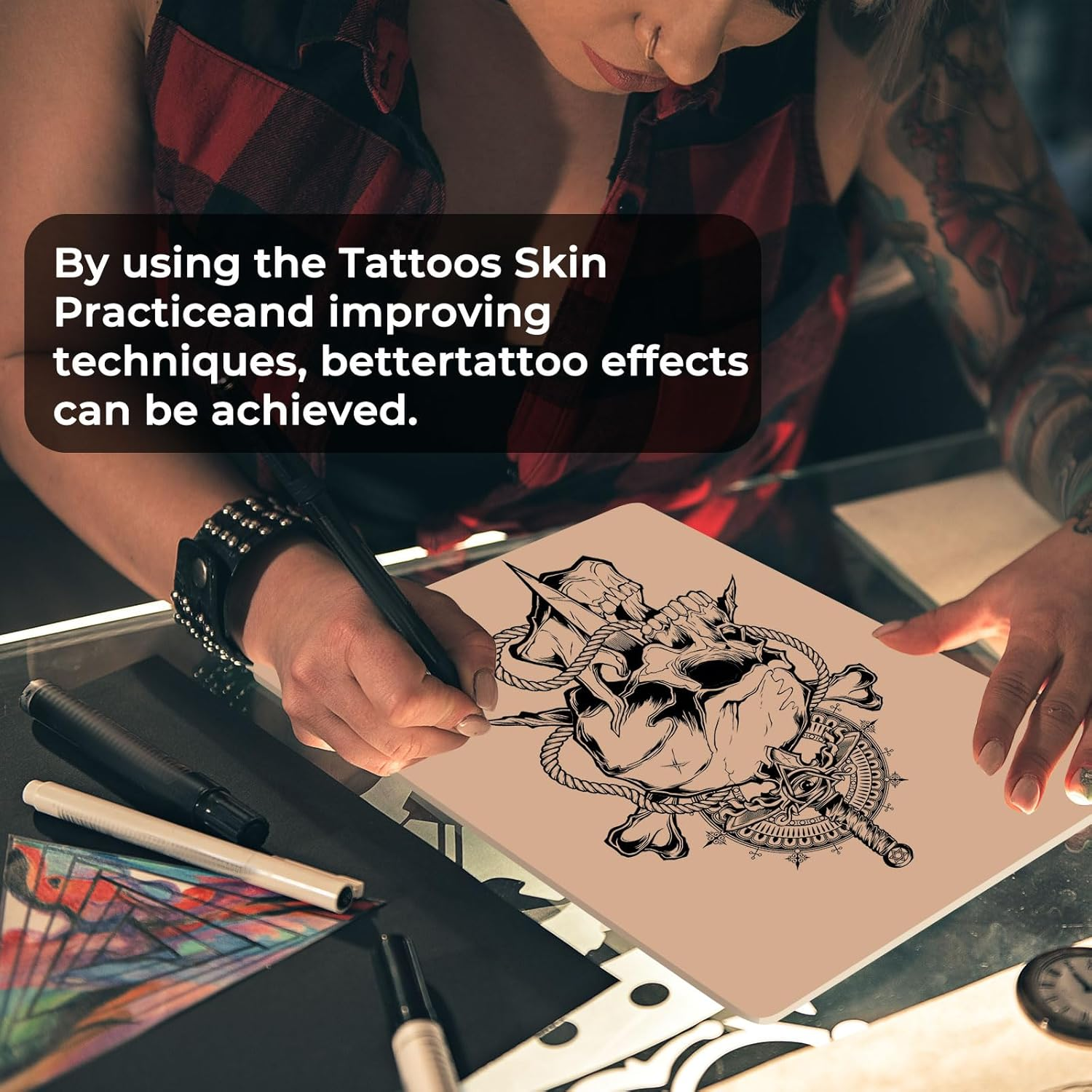 3Mm Tattoo Practice Skins - 10-Pack Professional Thick Silicone Sheets (5.6"X7.5") - Realistic Tattoo Skin for Training, Perfect for Beginners & Artists - Durable Fake Skin for Machine Practice image number 1