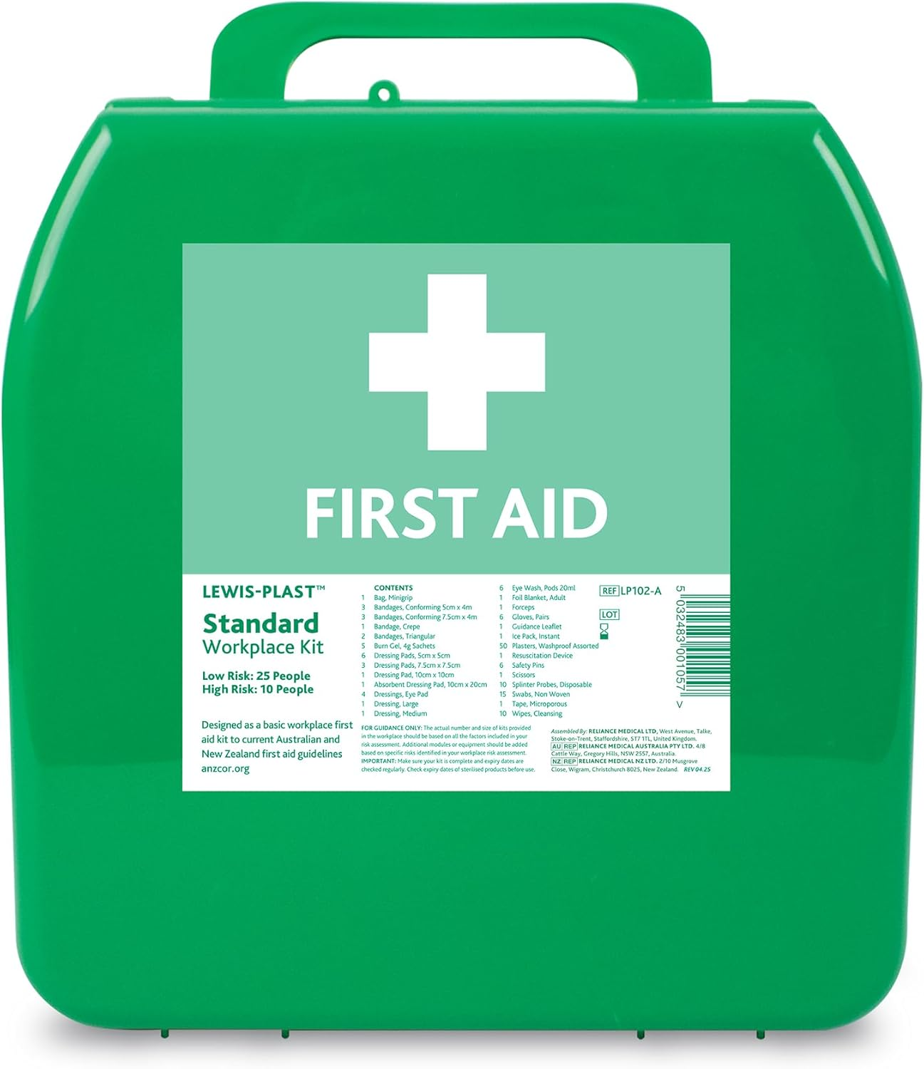 Lewis-Plast Standard Workplace First Aid Kit &ndash; 142 Piece, Office & Facility Safety Essentials, 25 Person, Australian & New Zealand Guidelines - Medium