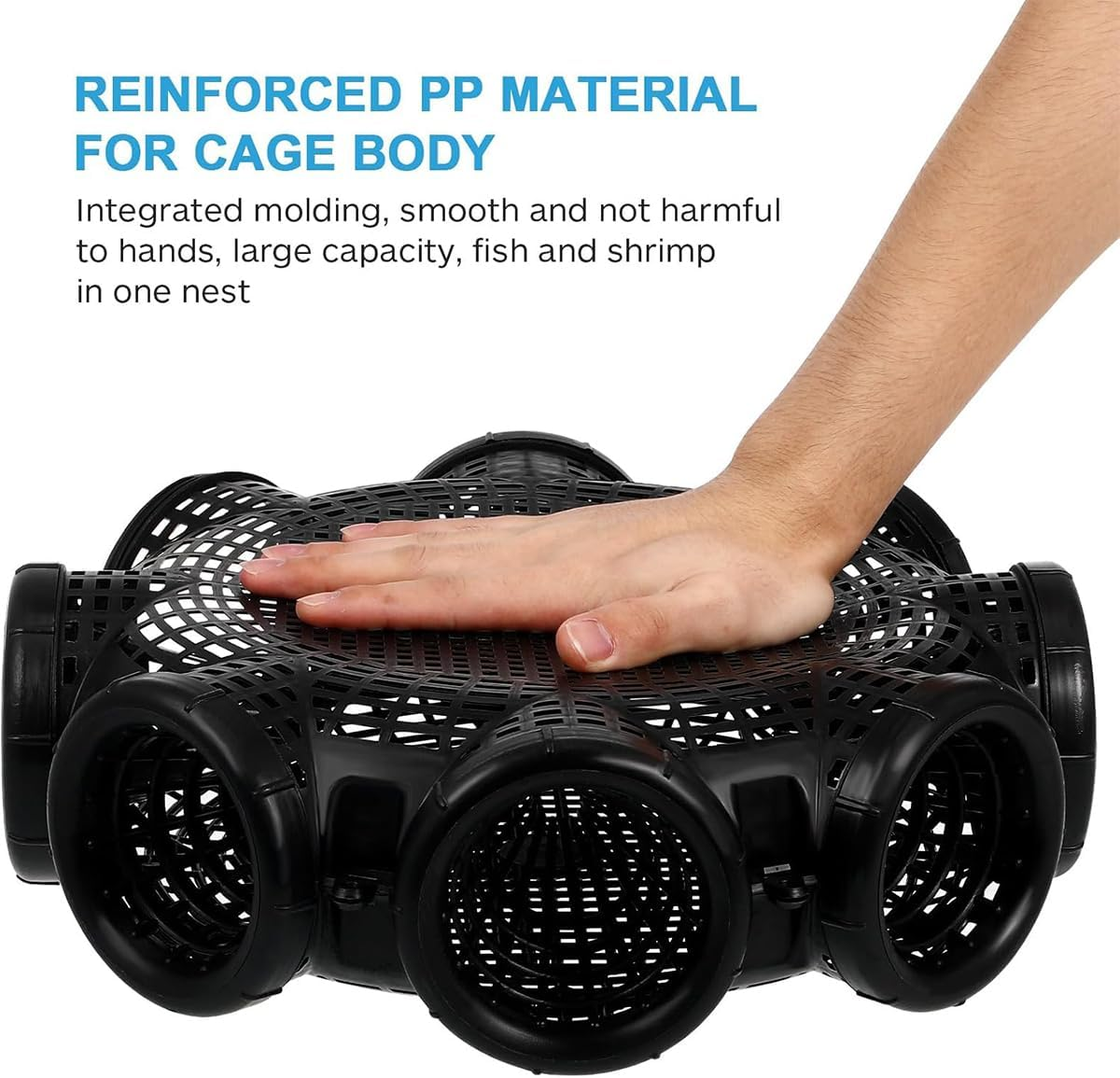 AIMALL Eight-Hole EEL Cage Fish Trap, Yellow EEL and Lobster Catcher, Bottom Sank Fishing Cage for Loach and EEL, 14.57 X 4.33 In