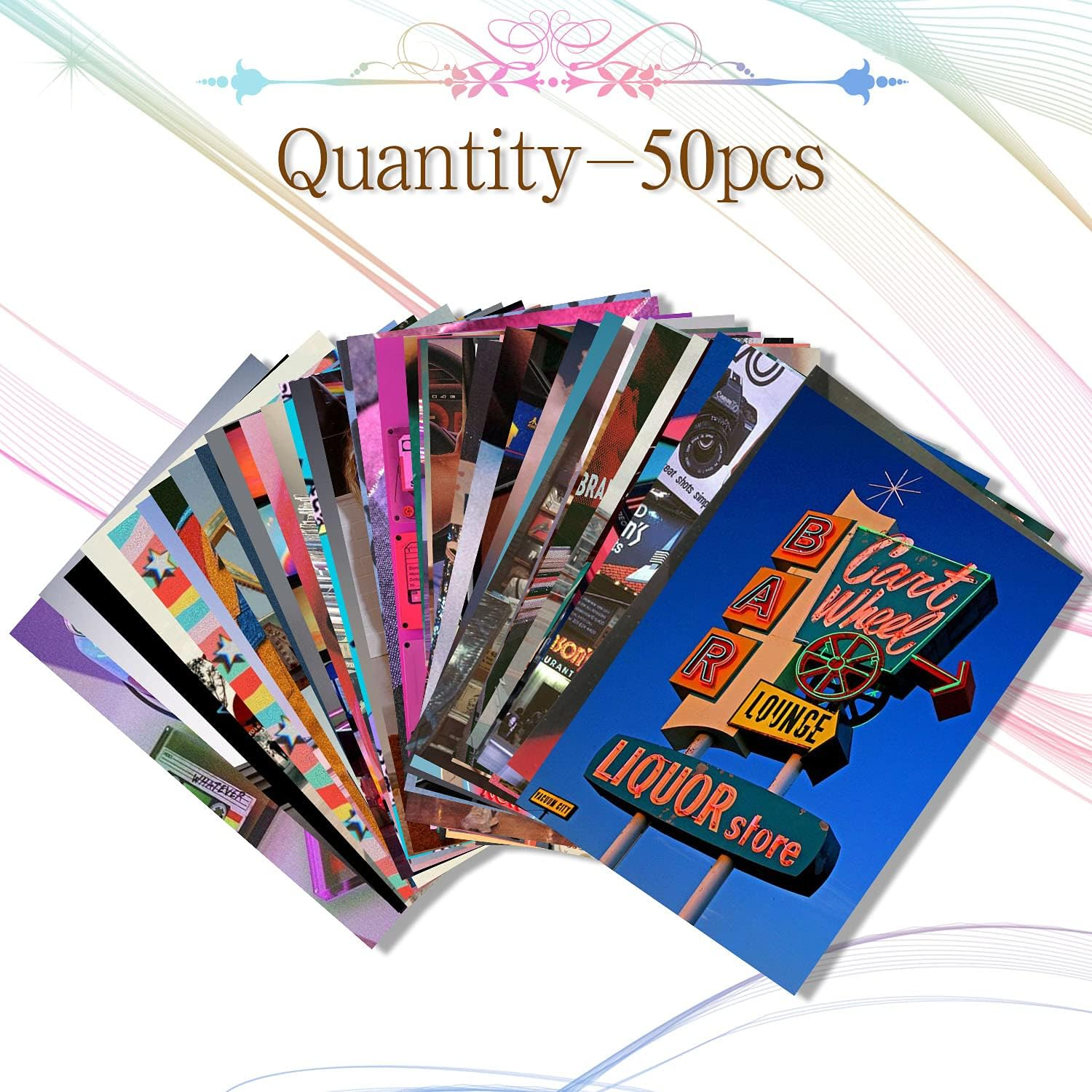 GROBRO7 50 Retro Aesthetic Picture 80S Wall Collage Colorful Collage Set Retro Girls Room Decor Wall Art Prints for Room VSCO Photo Display image number 5