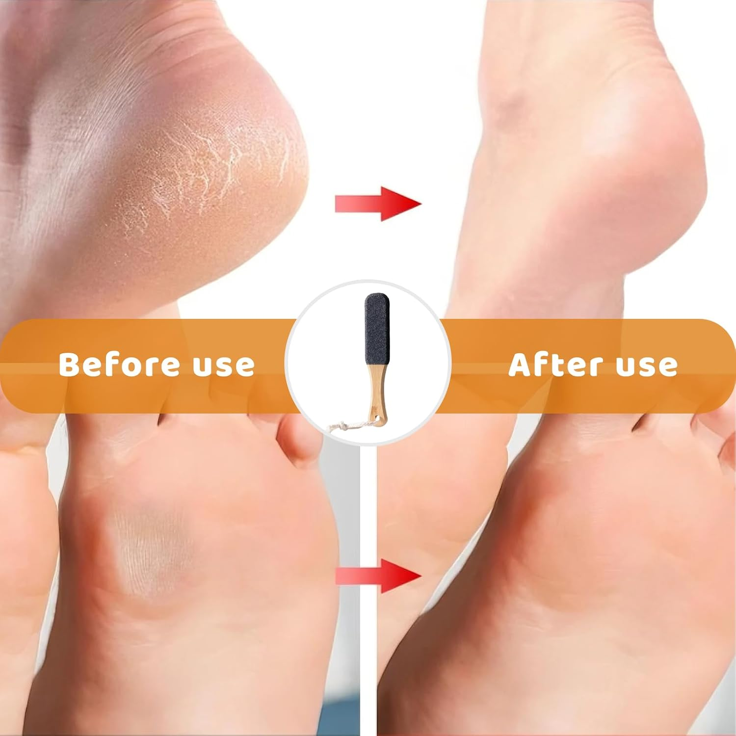 1 PCS Dead Skin Scraper for Home Spa Treatment Ergonomic Foot Pumice Stone Pedicure File with Wooden Handle, Callus Remover for Smoother Feet and Hands, Black Foot Scrubber and Heel Sander image number 4