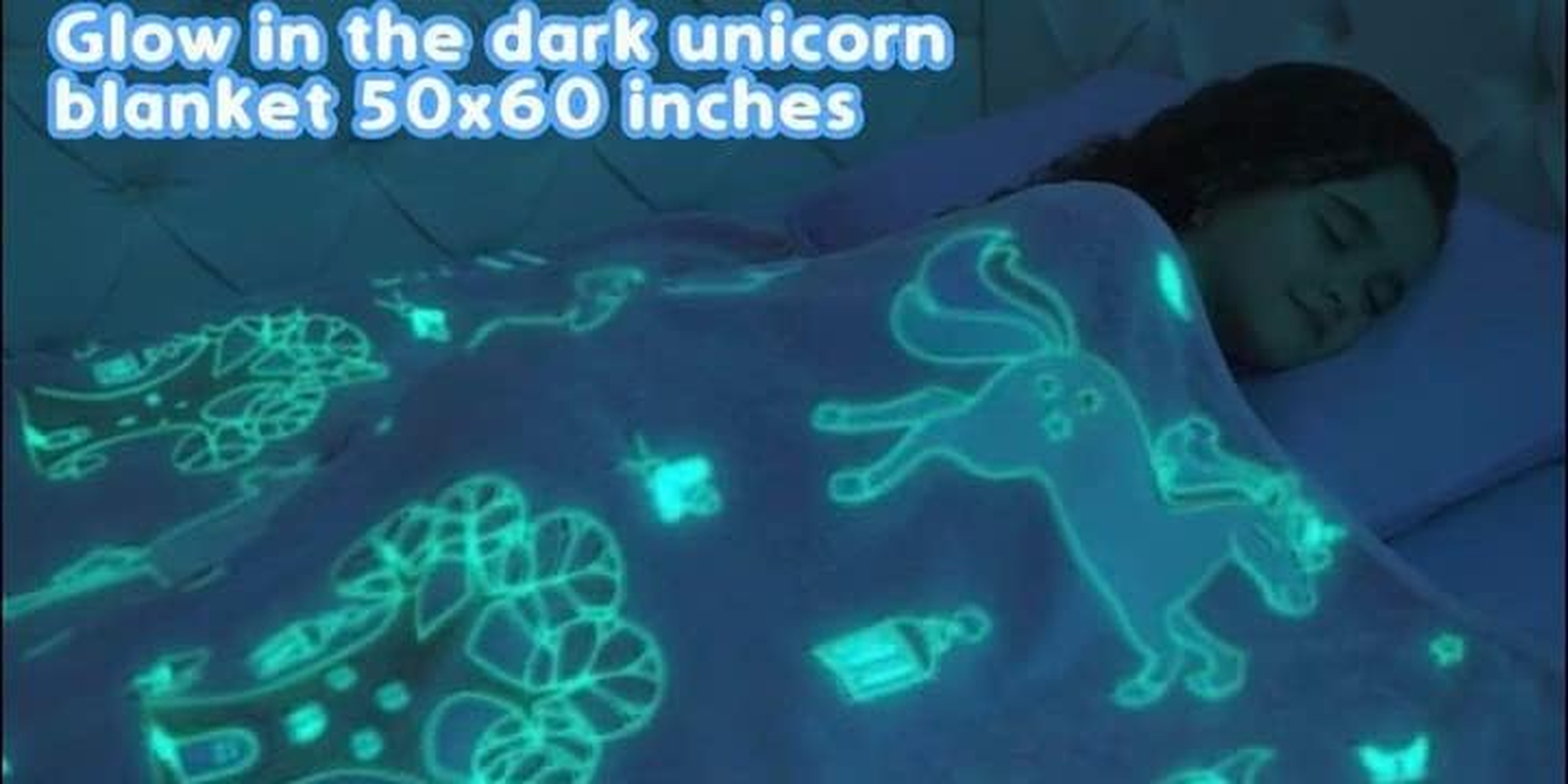 Glow in the Dark Unicorn Blanket for Girls &ndash; Soft Pink Fleece Throw. Great Christmas, Birthday, Baby, Toddler Unicorn Gifts for Girls, Fairy, Butterfly, Stars. Bright Long-Last Glow