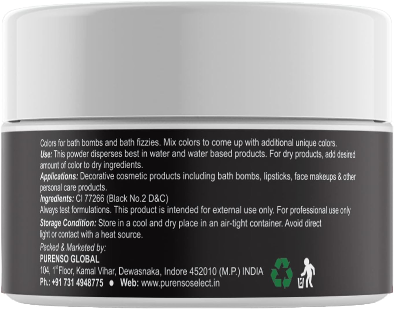 Purenso Select - Bath Bomb Color - Black, 10G