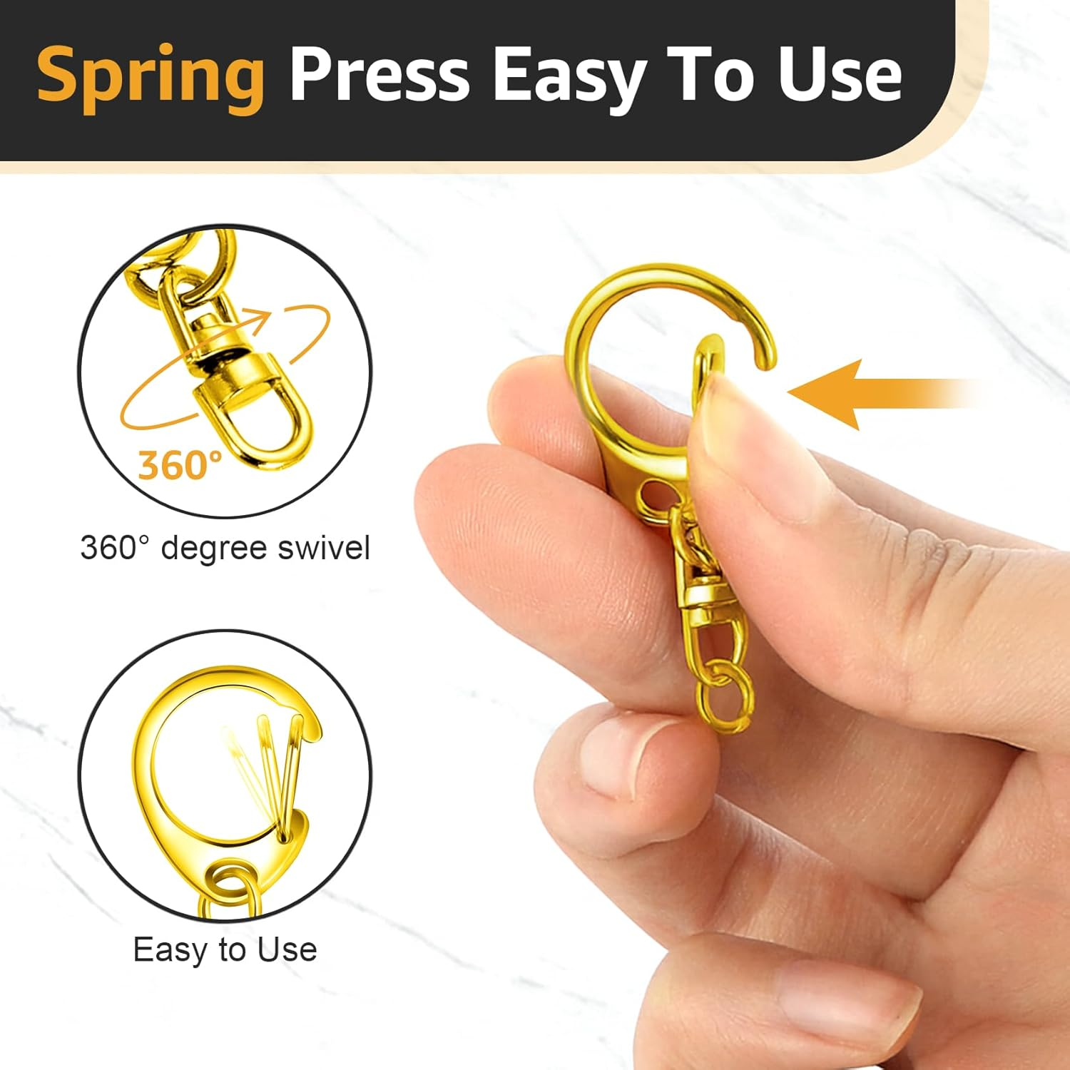 Roctee 50 Pcs Lobster Clasp Key, Keychain Clip, Swivel Clasps Lanyard Snap Hook, DIY Crafts Key Chain, Lobster Claw Clasp (Silver) image number 5