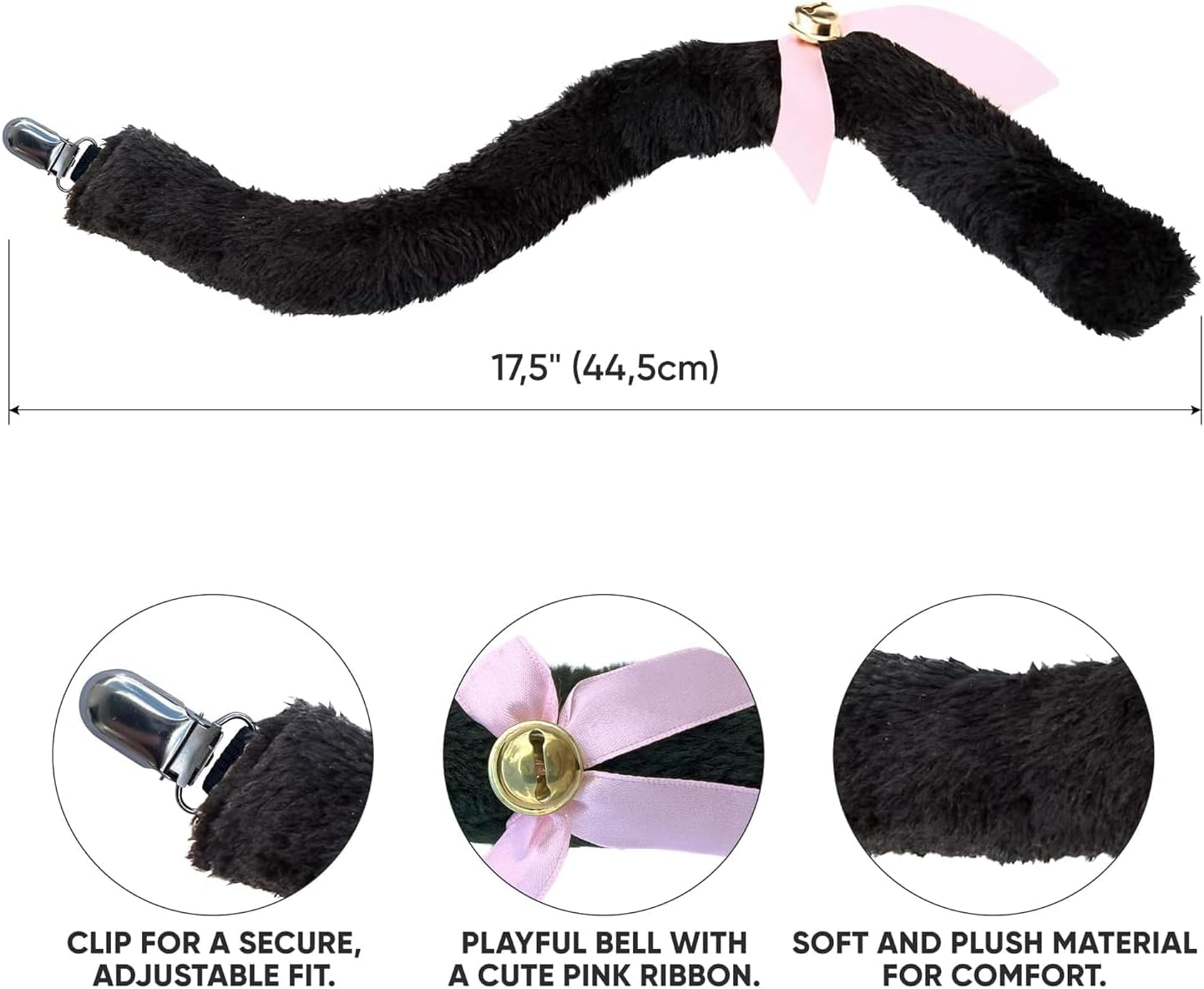 2 PCS Cat Ears Headband and Tail Set- Furry Cat Costume - Cat Halloween Costumes for Woman image number 4