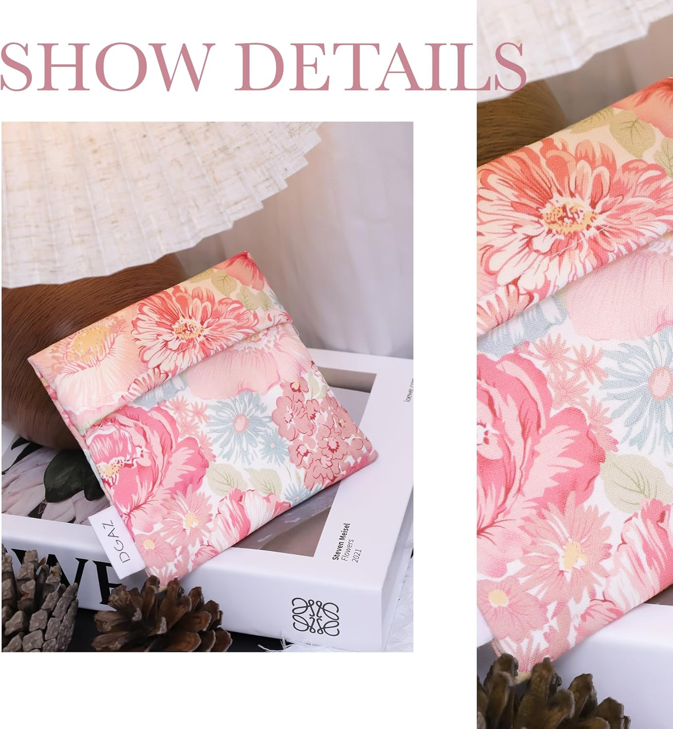 DGAZ Sanitary Napkin Storage Bag, Period Bag for Teen Aged Girls, Portable Period Bag for Panty Liners/Menstrual Cup/Small Tampons，Mini Makeup Bag for Purse(Blooming) image number 1