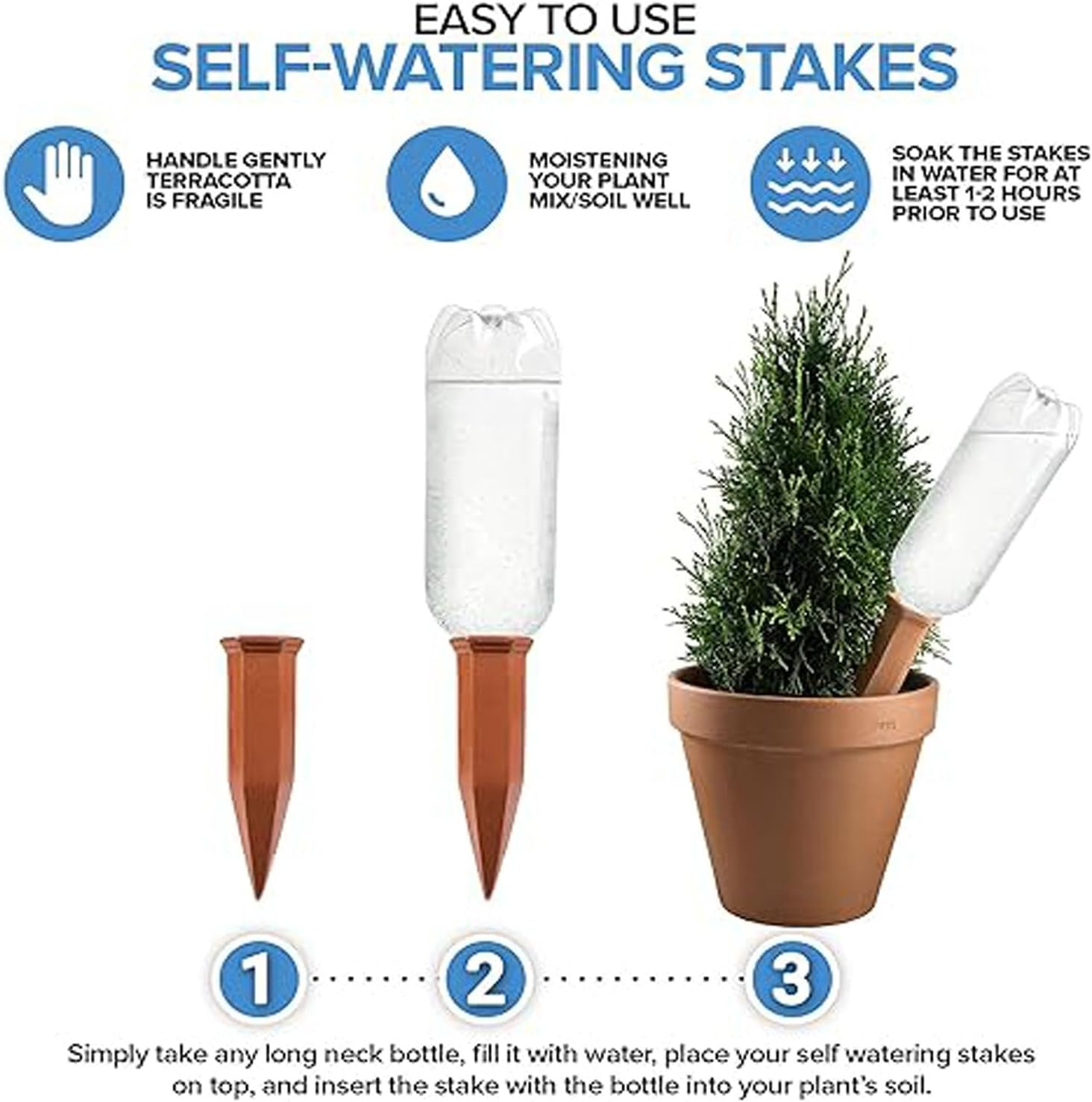 4 Pcs Plant Watering Devices, Terracotta Plant Watering Stakes, Automatic Plant Waterers, Slow Release Plant Watering Spikes for Wine Bottles Great Watering Spikes for Indoor & Outdoor Plants image number 1