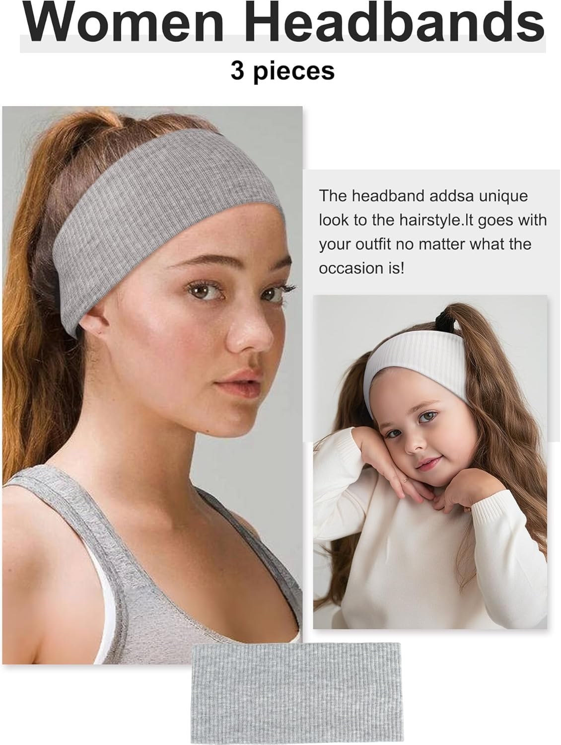 Blooms Headband Headbands Hair Band Headband White Black Grey image number 6