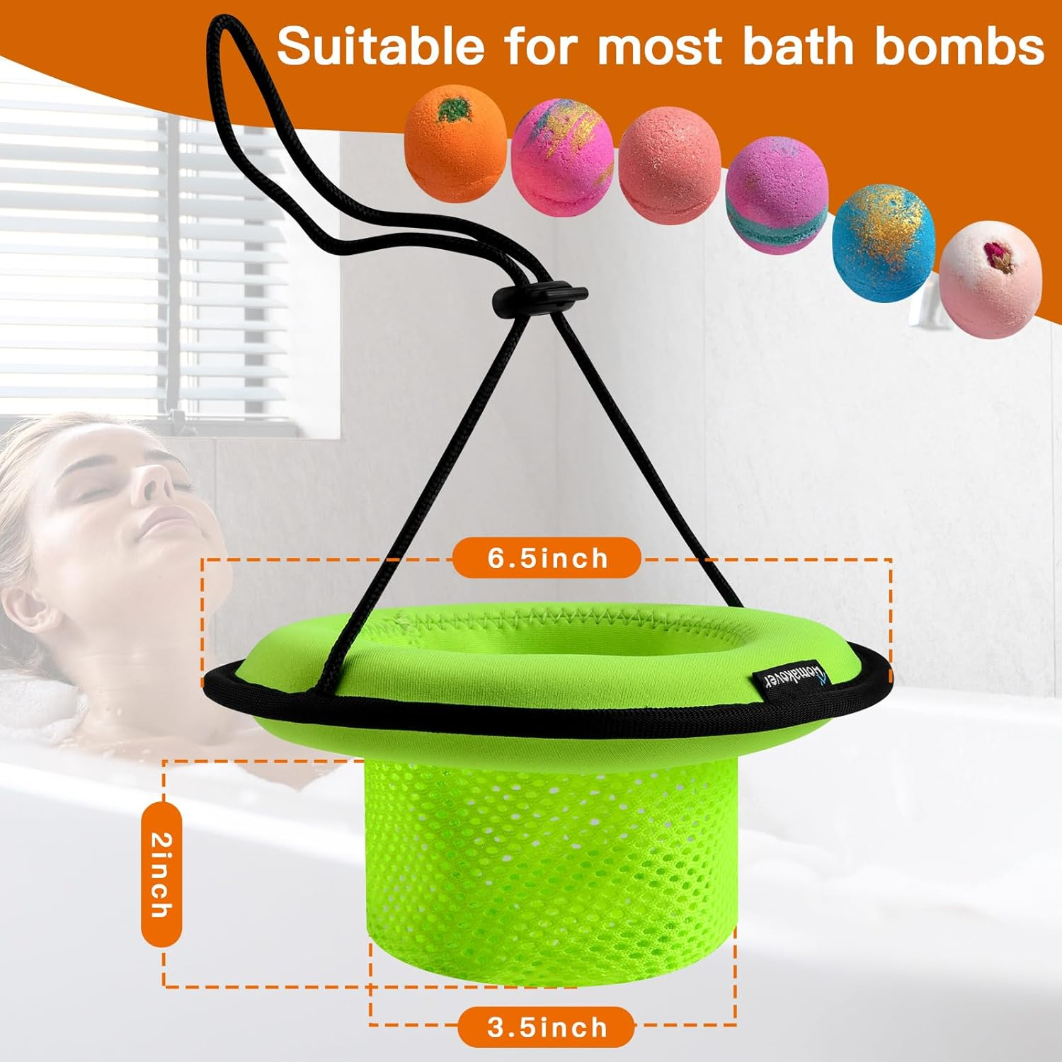 Neoprene Floating Bath Bomb Basket, Funny Bubble Bath Bomb Holder with Adjustable Strip Bath Bomb Container for Holding Bath Bombs, Fit for Girls and Women image number 1