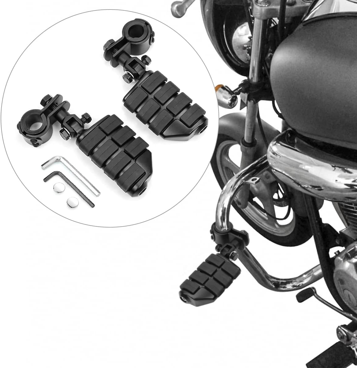 Motorcycle Foot Pegs Foot Rest Highway Footpegs Compatible with Road King Street Glide Honda Kawasaki Suzuki Yamaha 25Mm 32Mm 34Mm (Black) image number 1