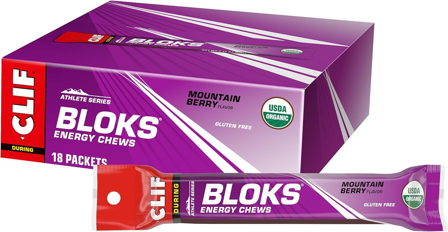 CLIF BLOKS - Mountain Berry Flavour - Energy Chews - Non-Gmo - Plant Based - Fast Fuel for Cycling and Running - Quick Carbohydrates and Electrolytes - 60G. (18 Count) image number 1