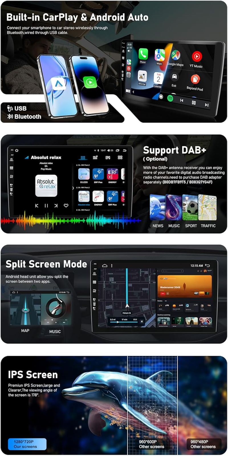 Android 14 IPS Car Stereo for Mitsubishi Triton Pajero Sport MC 2015-2019 - 2G+32G - Wireless Carplay/Android Auto - Rear Camera Free - 9 Inch 2 Din - DAB Steering Wheel Fast-Boot Bluetooth image number 3