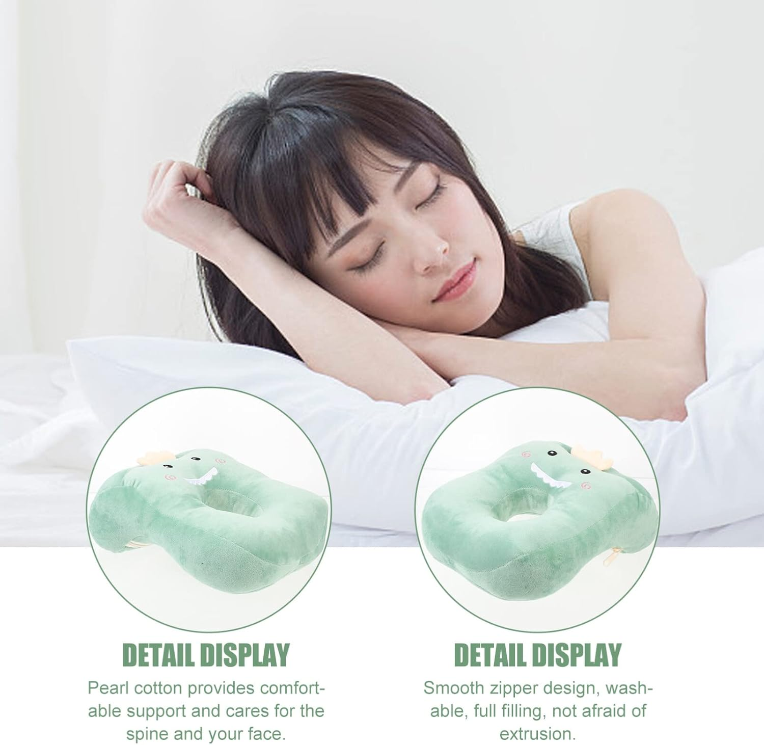 Holibanna Office Nap Pillow Dinosaur Ear Holes Comfortable Sleep Pillow Wear-Resistant Portable and Easy to Store image number 6