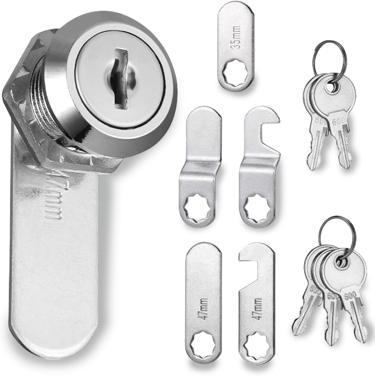 Jeyzuroa Cabinet & Letterbox Lock with 5 Keys - 16 Mm, 18 Mm Diameter for Letterboxes and Cabinet Doors, Includes 5 Adjustable Lock Plates for Drawers, Mailboxes image number 1