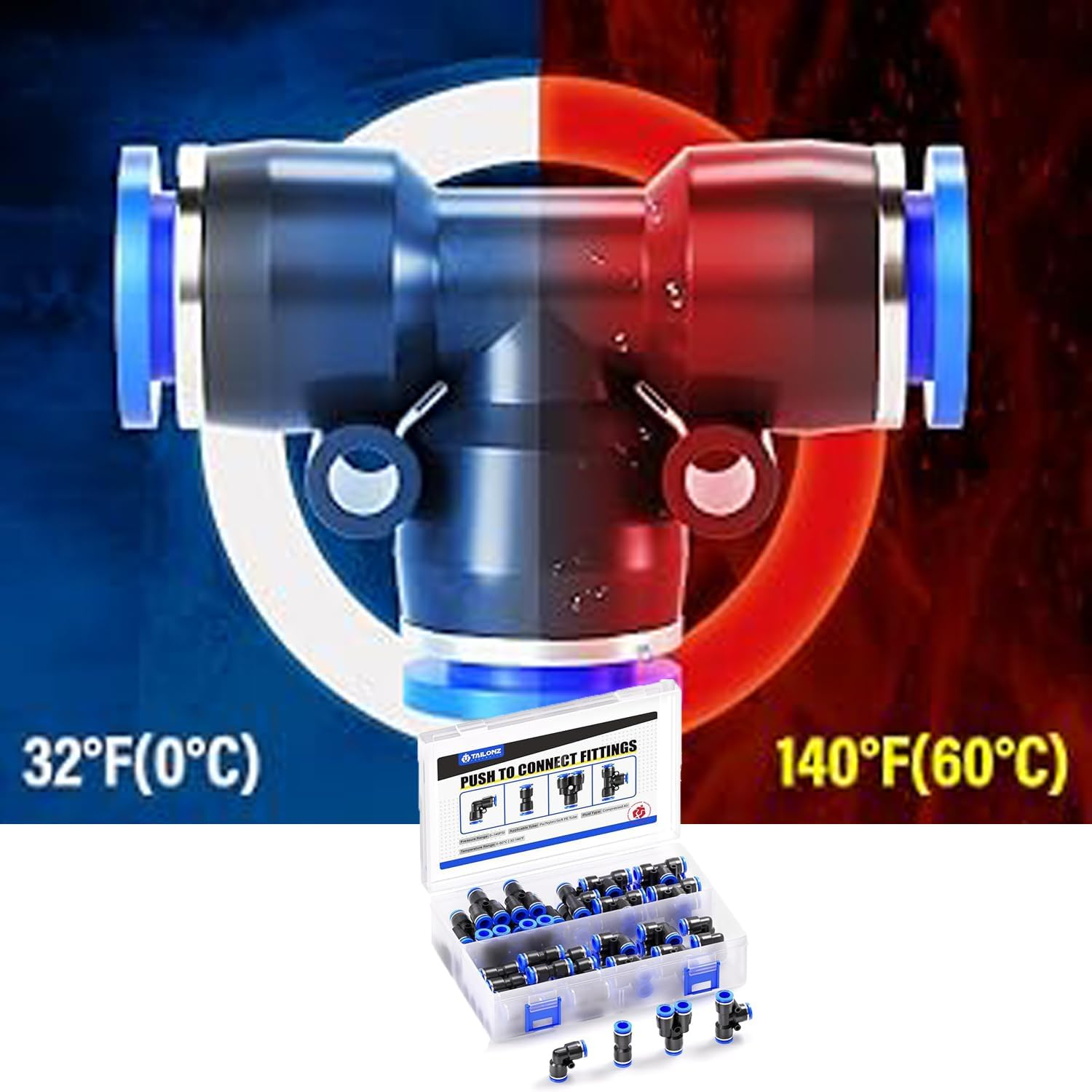 WEZCHUGHAOL ﻿Pneumatic Quick Connect Fittings Kit 40-Piece 6Mm - Leakproof Air Hose Connectors with Corrosion Resistant Brass, Push to Connect Fittings for Compressed Air Systems image number 3