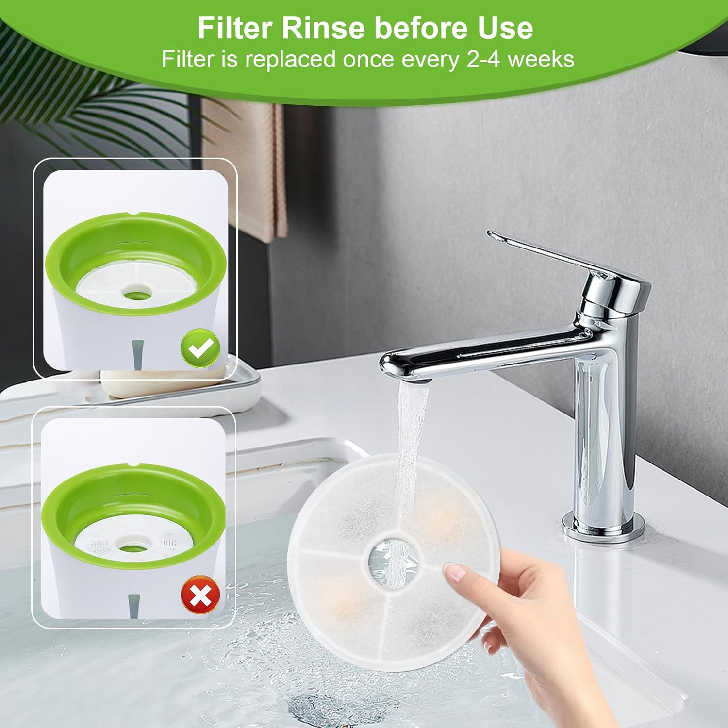 Pack of 8 Cat Fountain Filter, Replacement Filter for Cat Water Fountain Filter, Cat Fountain Filter and Activated Carbon Ion Exchange Resin for Cats and Dogs for 3 L Flower Drinking Fountain for Cats image number 5