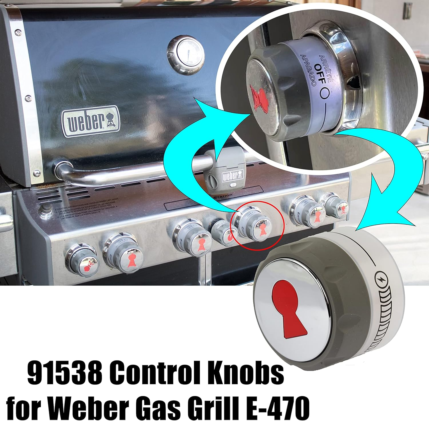 91538 Lighted Control Knobs 2 Pack for Weber Summit Grills,Fit for E-470, E-670, S-460, S-470, S-660, S-670 Etc. image number 4