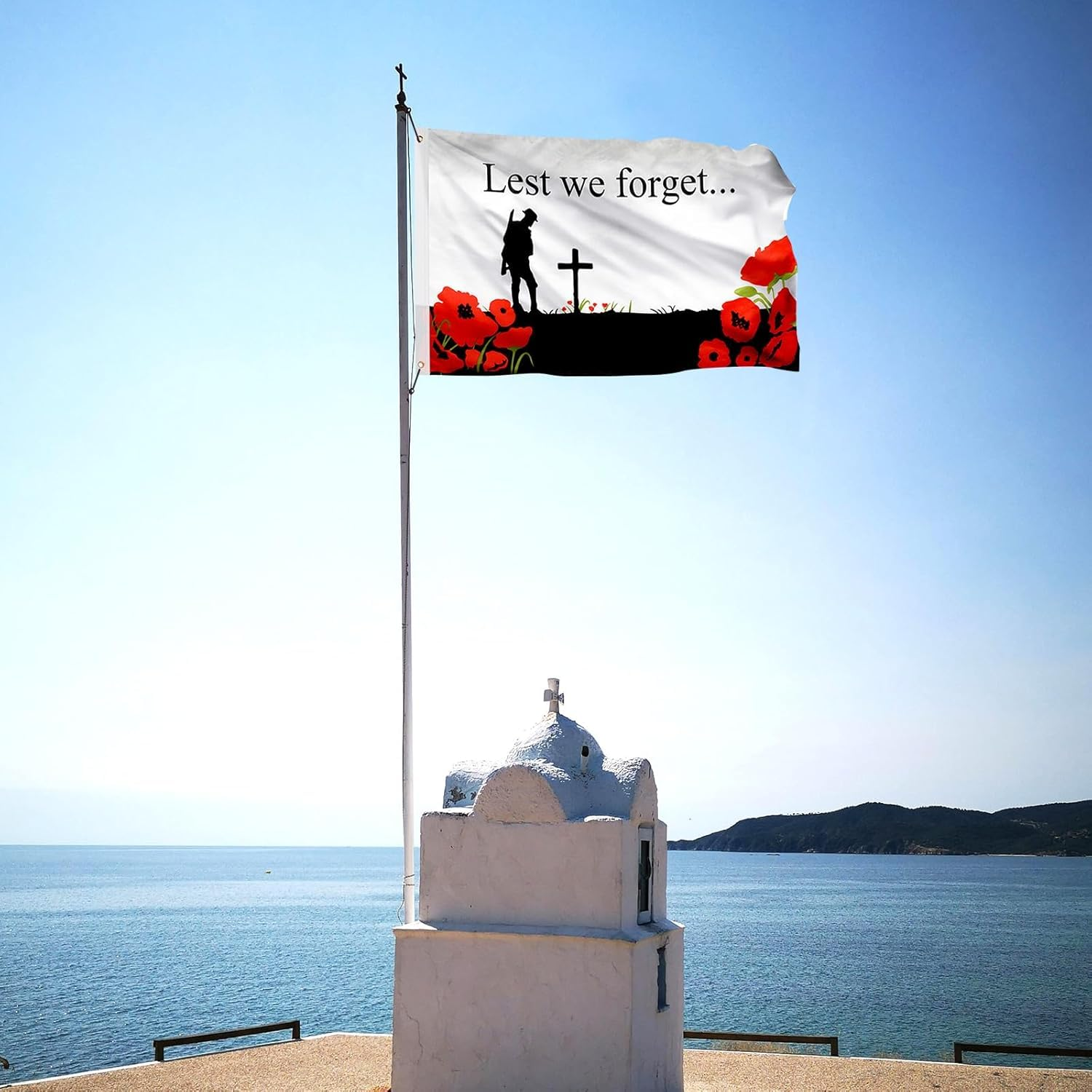 AUPOINT Lest We Forget Flag 90X150Cm, Veteran Memorial Day Flag, Anzac Day Flag, Vivid Color anti War Flag, Soldier Remembrance Day, Decorations Honor Banners for Garden School Indoor Outdoor Decor image number 3