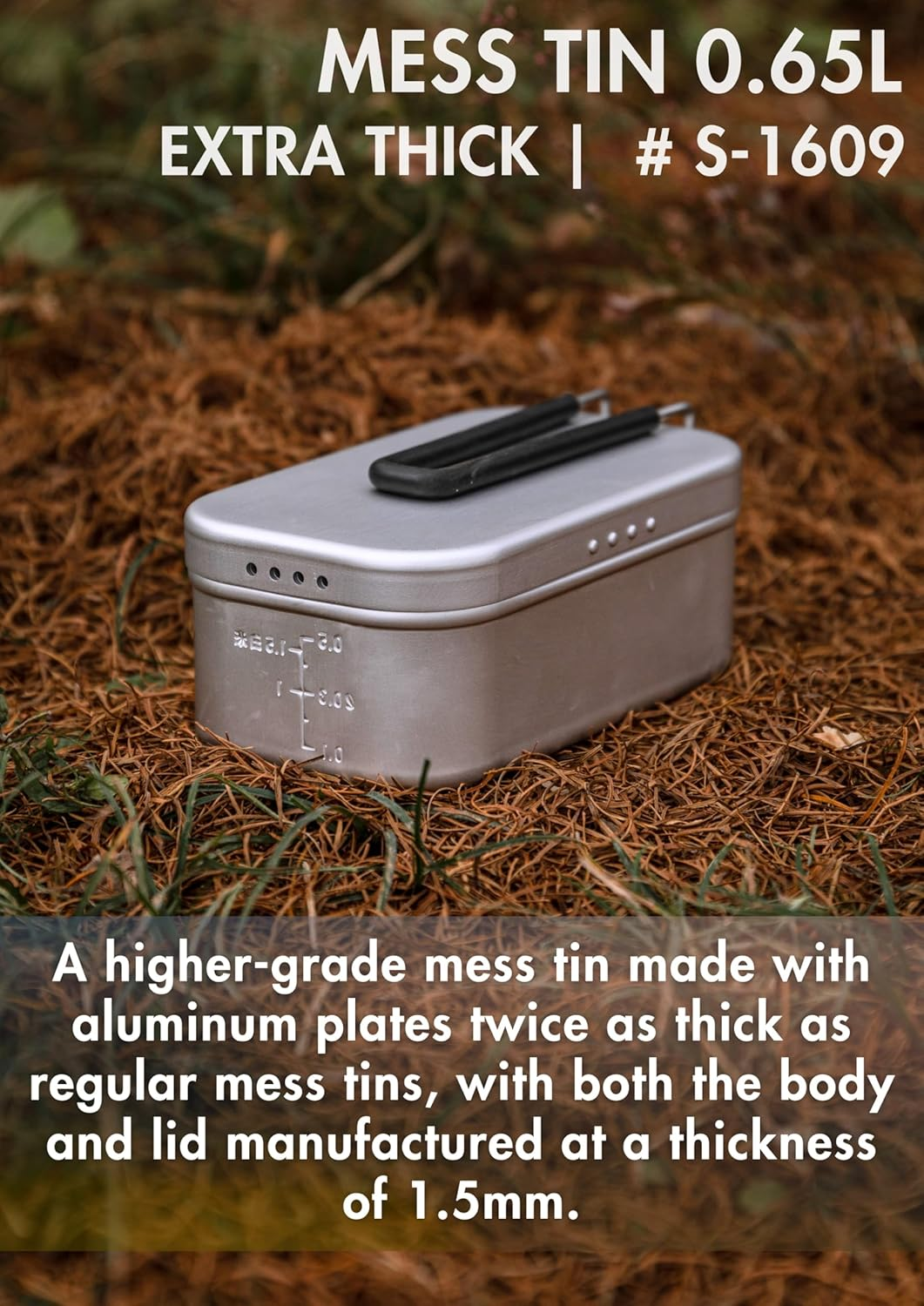 CAMPINGMOON Mess Tin 0.65L Aluminium Camping Cookware Extreme Thick S-1609 image number 6