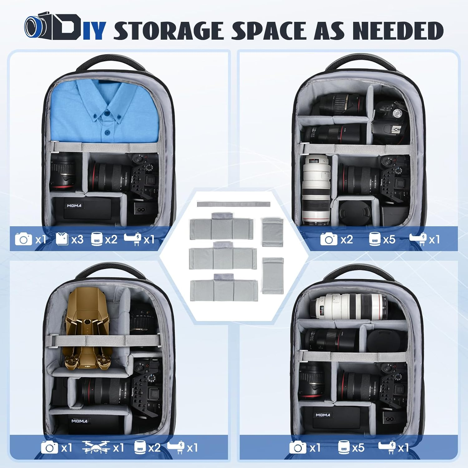 Camera Backpack Camera Bag for Photographers DSLR SLR Mirrorless Camera Cases with Waterproof Rain Cover & Laptop Compartment Fits 15.6 Inch Laptop,Anti Theft Travel Photography Backpack,Black image number 5