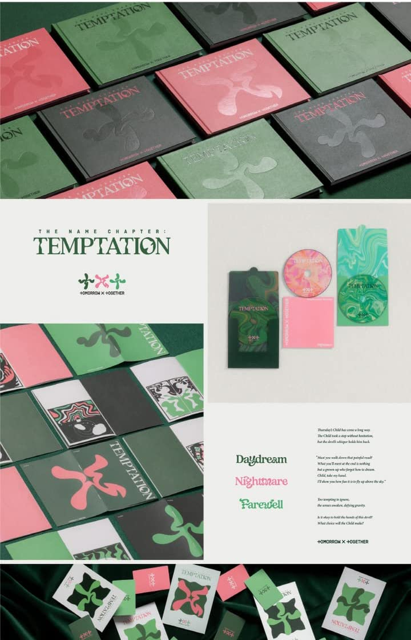TXT the Name Chapter : TEMPTATION 5Th Mini Album Nightmare Version Cd+1P Folding Poster on Pack+84P Photobook+16P Lyric Book+1Ea Sticker Pack+1Ea Bookmark+1P Postcard+1P Photocard+Tracking Sealed image number 1