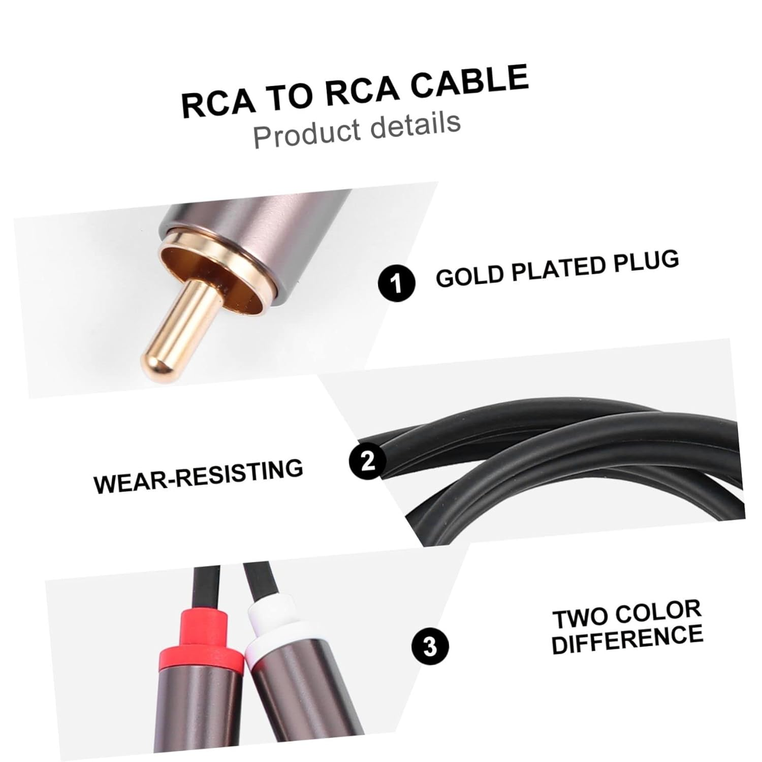 MOLUCKFU Male to Male Audio Cable Cable for Home Theater HDTV Gaming Consoles for Connections image number 2