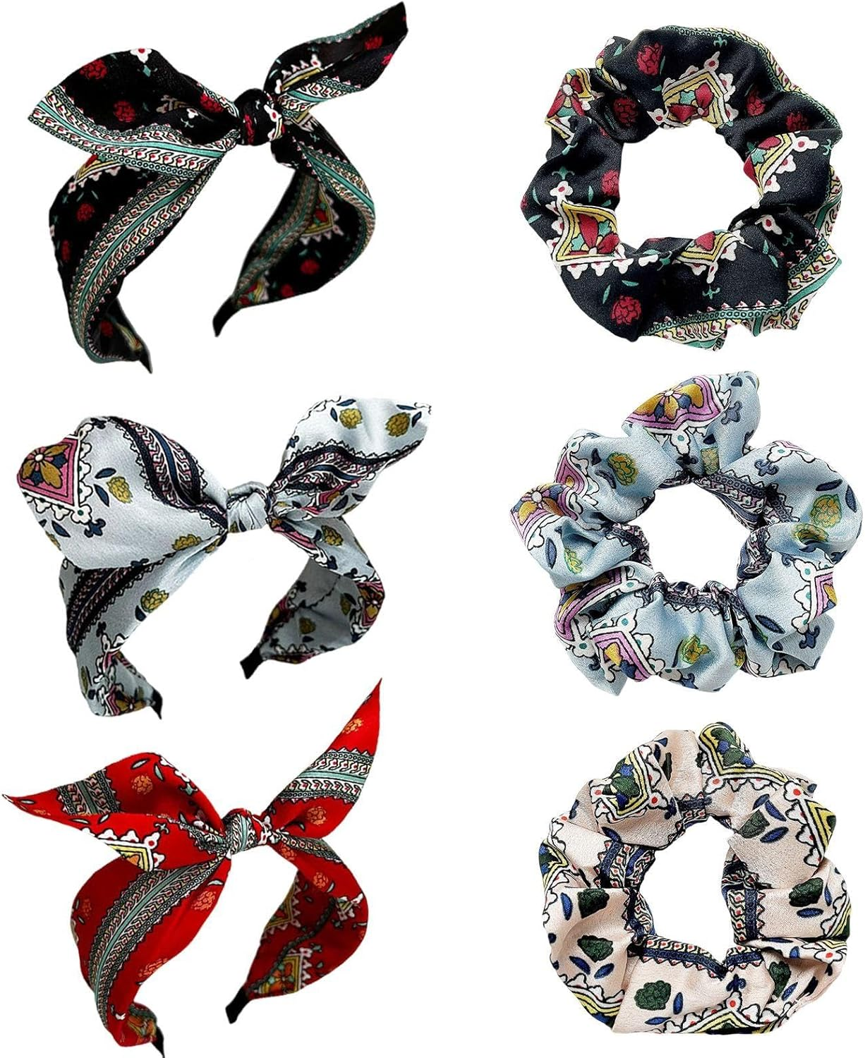 3 X Bow Bands and 3 X Elastic Hair Rings, Retro Hair Accessories, Fashionable and Personalised Hair Accessories, Hairstyle Decorations. image number 5