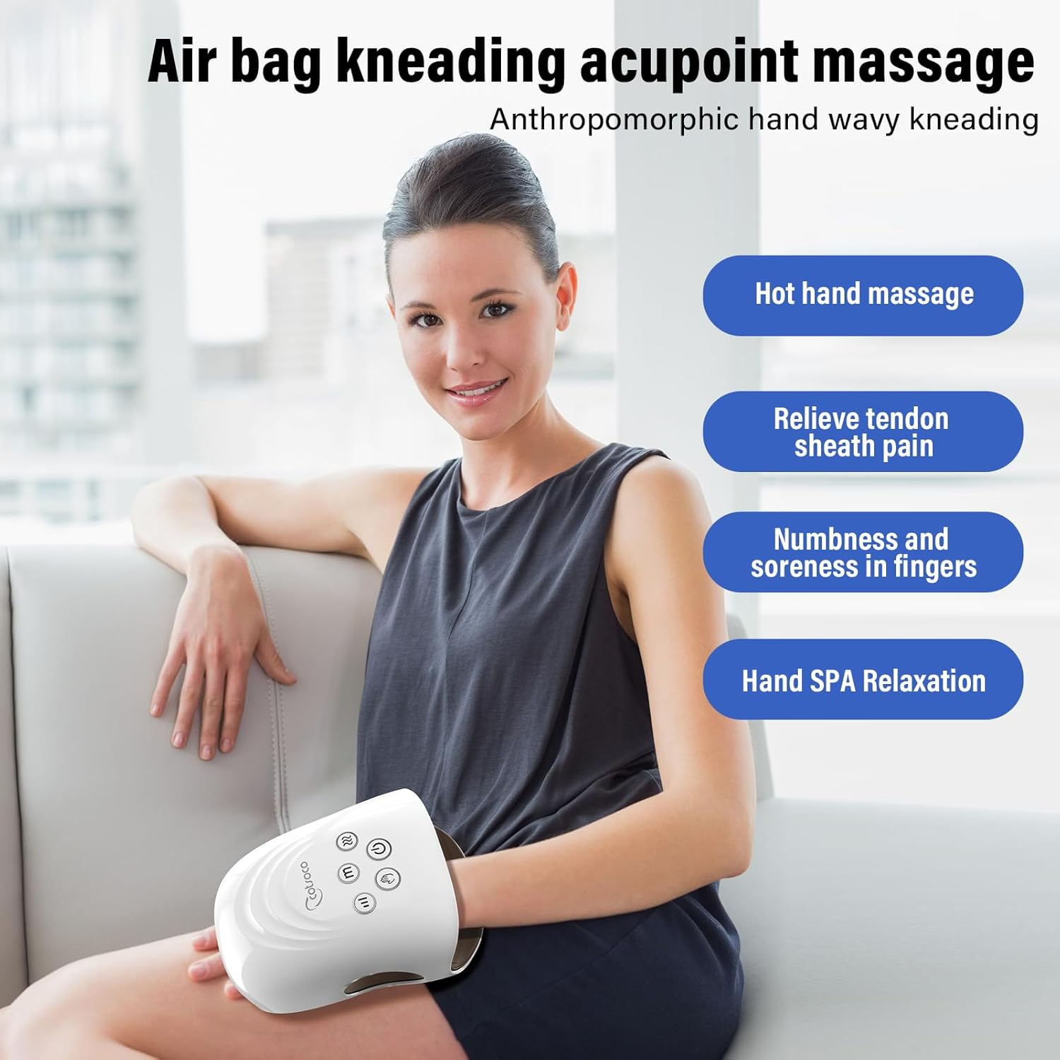 Cordless Hand Massager with Heat and Compression for Arthritis and Carpal Tunnel, Birthday Gifts for Women Mom Men,White