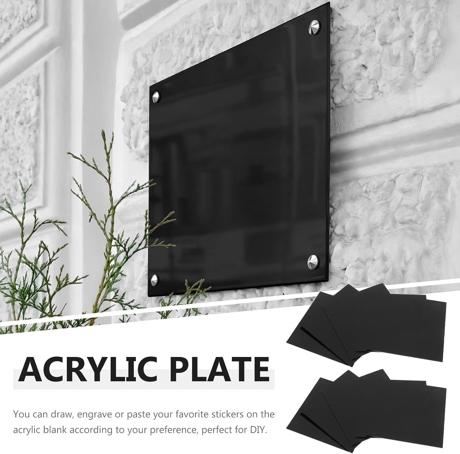 JECOMPRIS 10Pcs Sheet Black Acrylic Board Cast Square Panel Photo Frame Panel Acrylic Plate for DIY Acrylic Plate for Crafting DIY Crafting Acrylic Plate DIY Acrylic Plate image number 4