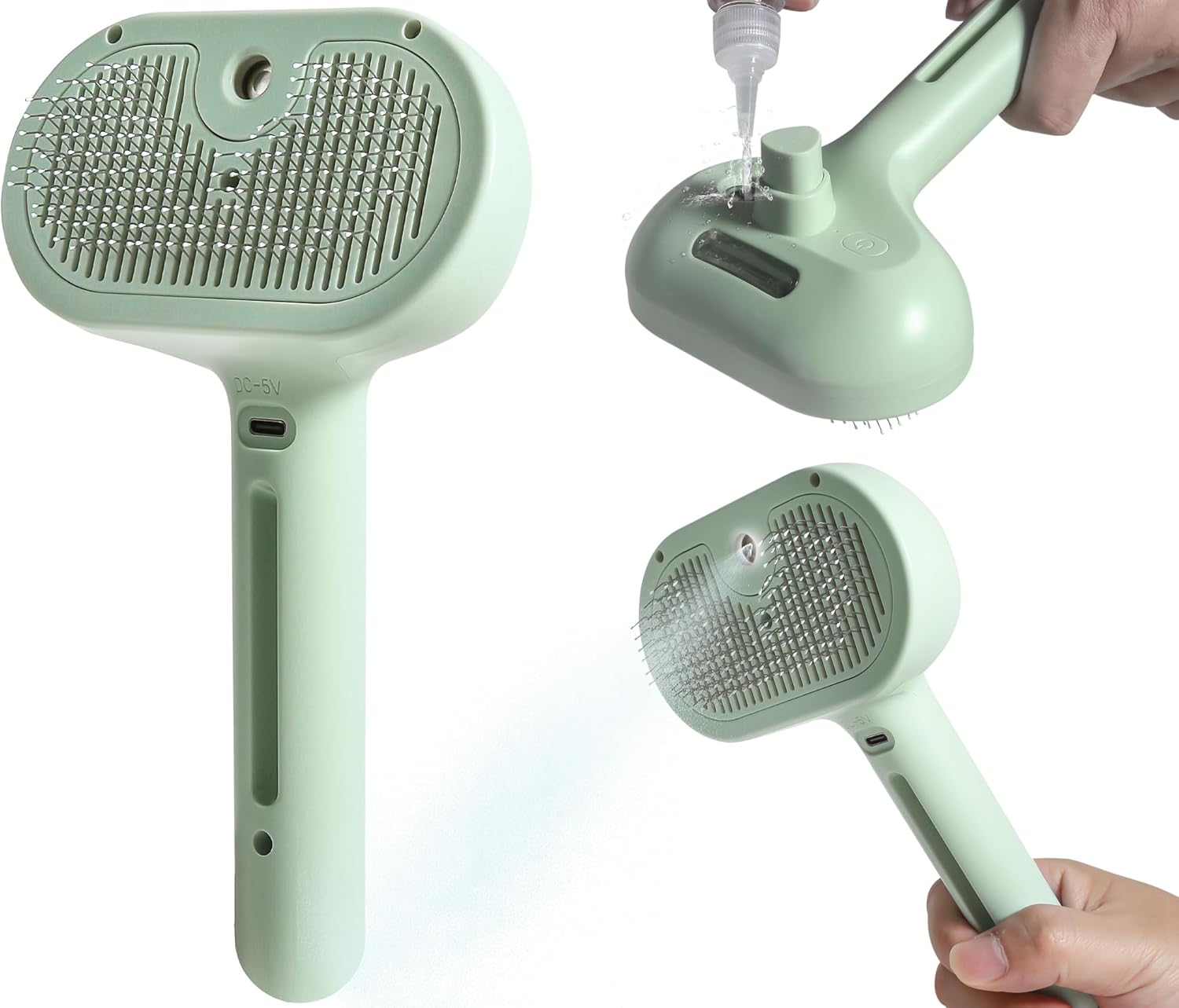 Pet Spray Hair Comb, Cat Hair Brush with Water, Pet Hair Removal Comb with Water Tank, Wet Cat Comb, 2 in 1 Cleaning Brush Cat,Cat Brush with Release Button,Pet Hair Cleaner Brush for Cat (Sky Blue)