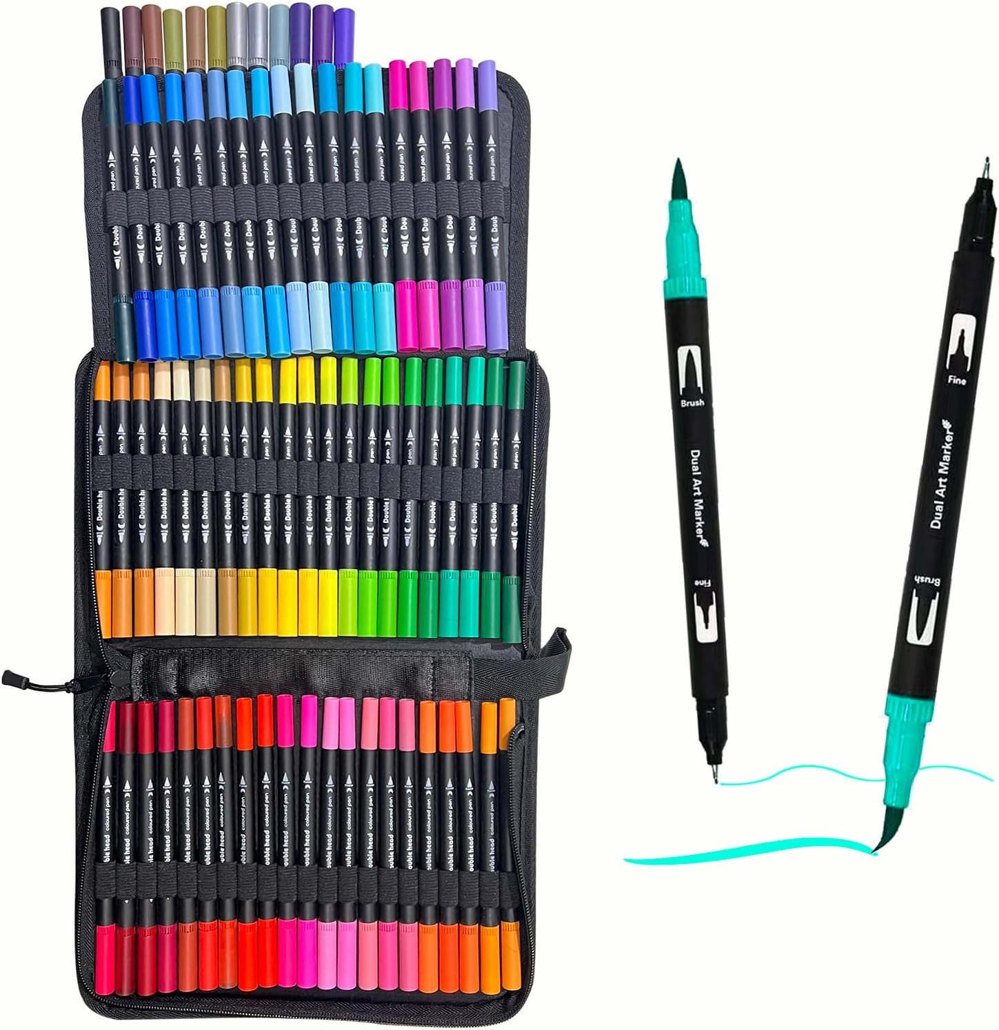 ZDY Dual Brush Pen Art Markers,72 Colored Highlighter Pen Brush and Fine Tip Markers for Kids Adult Coloring Books Bullet Journals Planners, Note Taking Coloring Writing, DIY Card Making image number 3