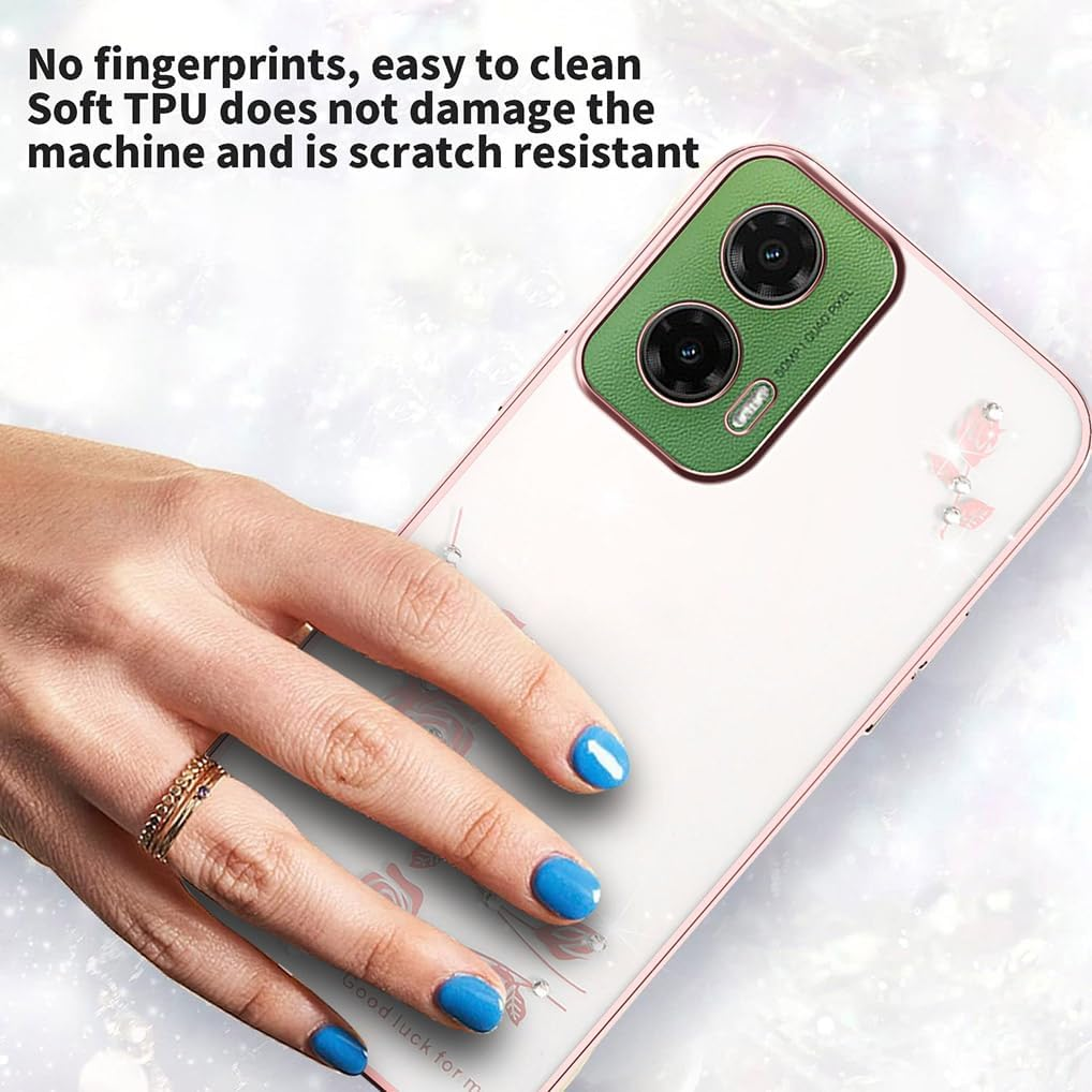 SEAHAI Case for Motorola Moto G35 5G, Cute Floral Flower Pattern Clear Girls Case Fashion Slim Soft Silicone TPU Bumper Ultra Thin Transparent Shockproof Cover - Pink image number 3