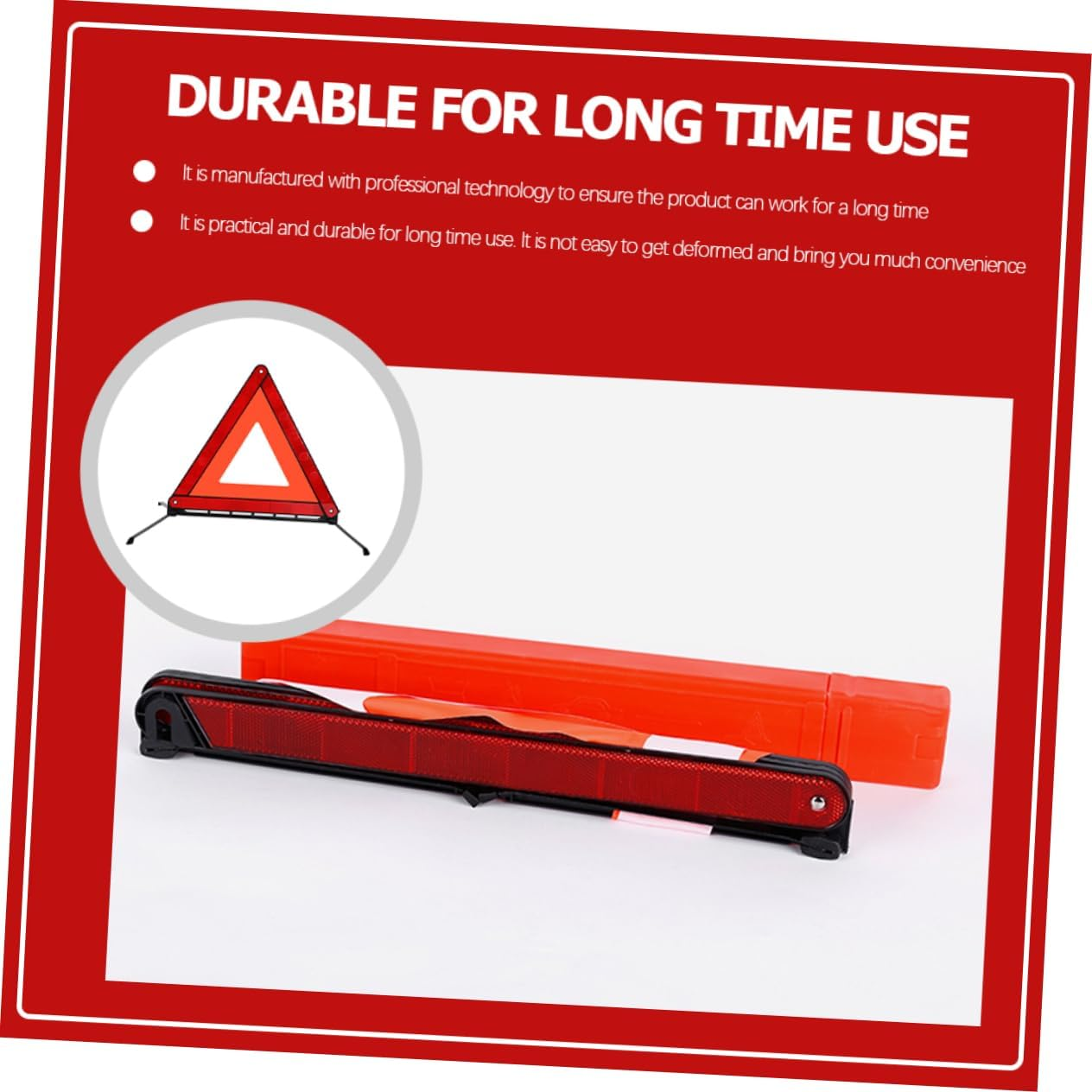 SOLUSTRE Foldable Reflective Warning Triangle Tripod Car Roadside Safety Early Warning Sign Emergency Reflective Triangle for Road Trip and Semi Truck Accessories image number 4