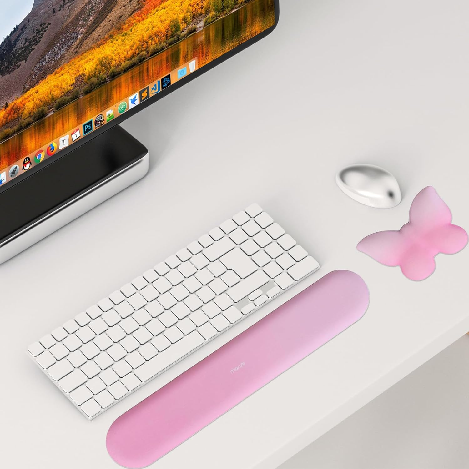 MOSISO Keyboard Wrist Rest & Support for Mouse, Ergonomic Rest Soft Pain Relief Non-Slip Easy Typing Pad Computer Laptop Butterfly Shaped Mouse Wrist Cushion for Home/Office, Pink image number 6