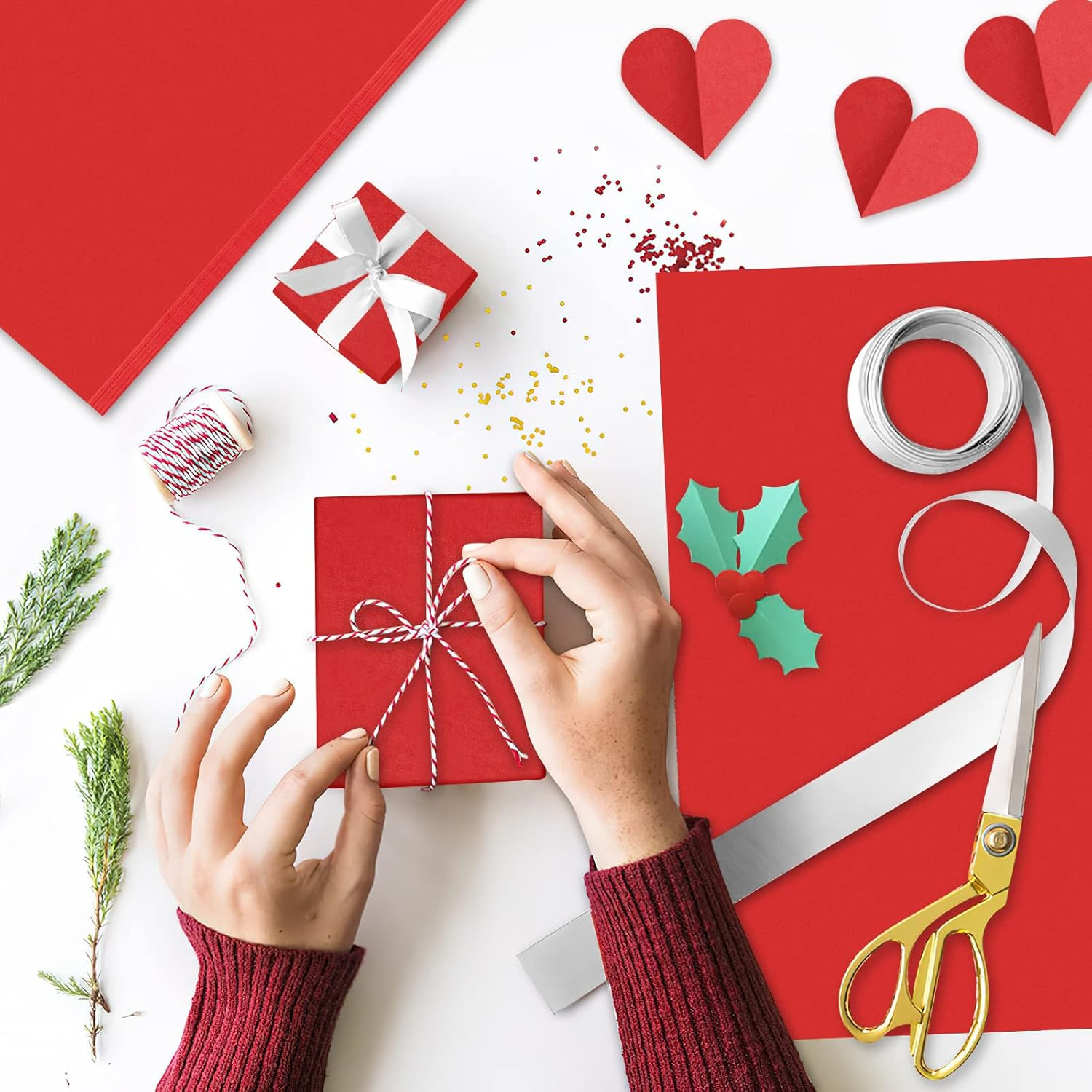 NEBURORA Red Tissue Paper for Gift Bags - 60 Sheets, 14 X 20 Inch, Bulk Packaging Paper for Gift Wrap, Filler, Flower Crafts, Birthday, Wedding, Valentine'S Decor