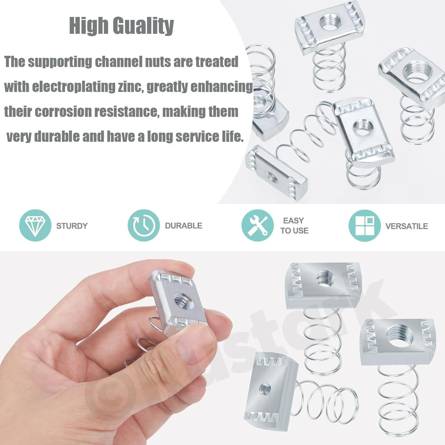 10 Pcs Galvanized Spring Nut, M10 Strut Channel Spring Nut, C-Shaped Stainless Steel Special, Strut Channel Cone Nuts, Hardware for C-Series Steel Channels image number 5