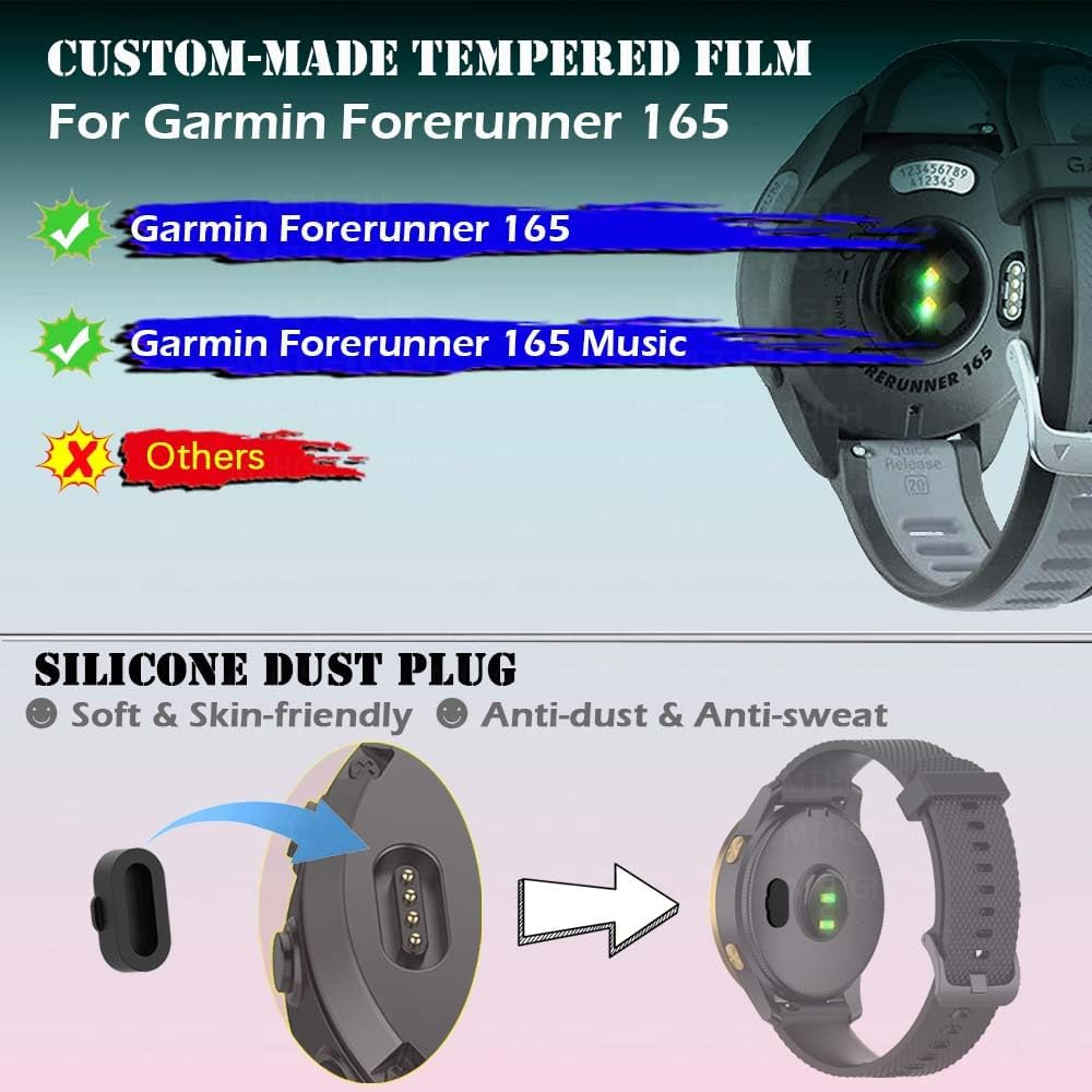 Screen Protector for Garmin Forerunner 165 Smartwatch [4 Pcs], MTHGH Tempered Glass 9H Hardness Anti-Scratch Sensitive Touch Bubble Free Film Ultra-Thin Protective Cover image number 3